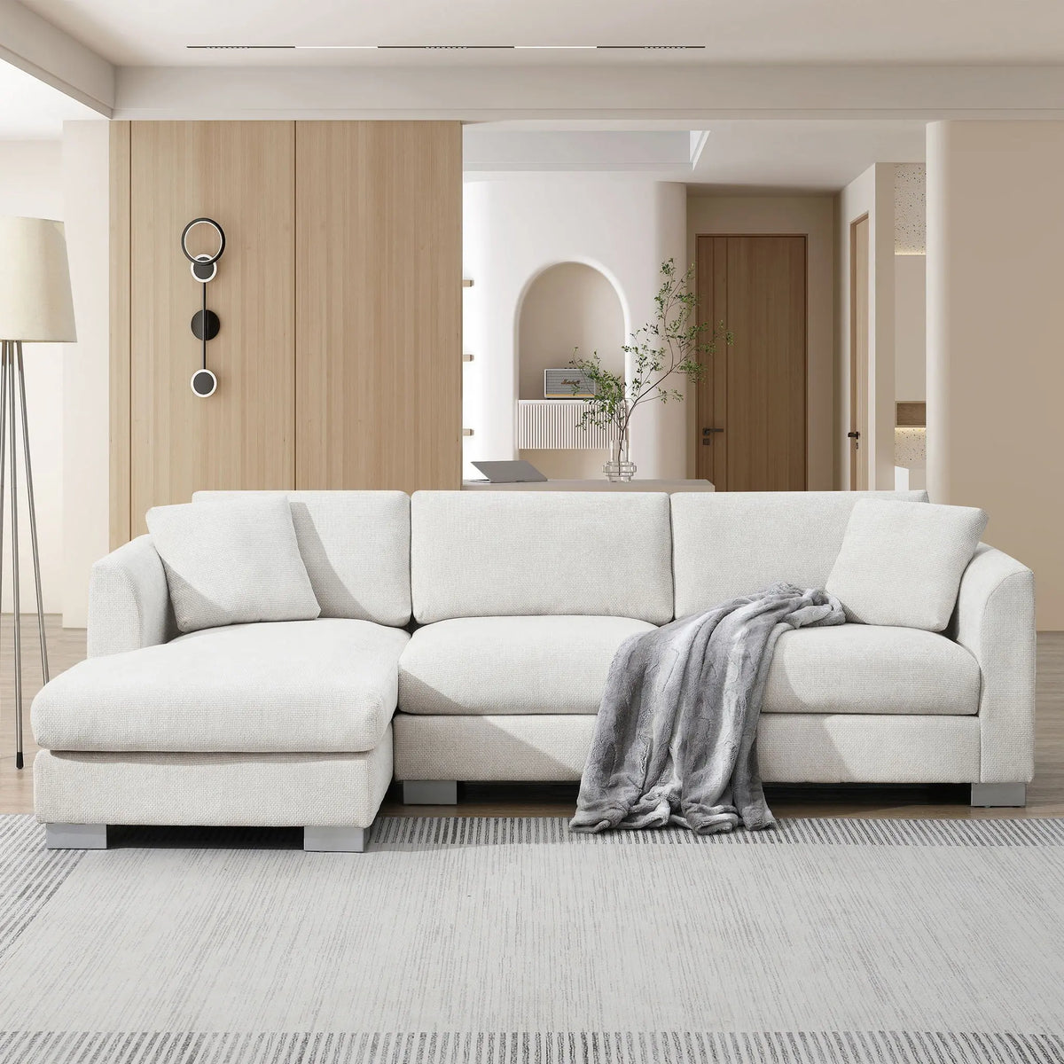 Modern Cloud Sectional Sofa L Shaped Luxury Couch Set With 2 Free Pillows 4 Seat With Oversized Chaise Luxe & Co.