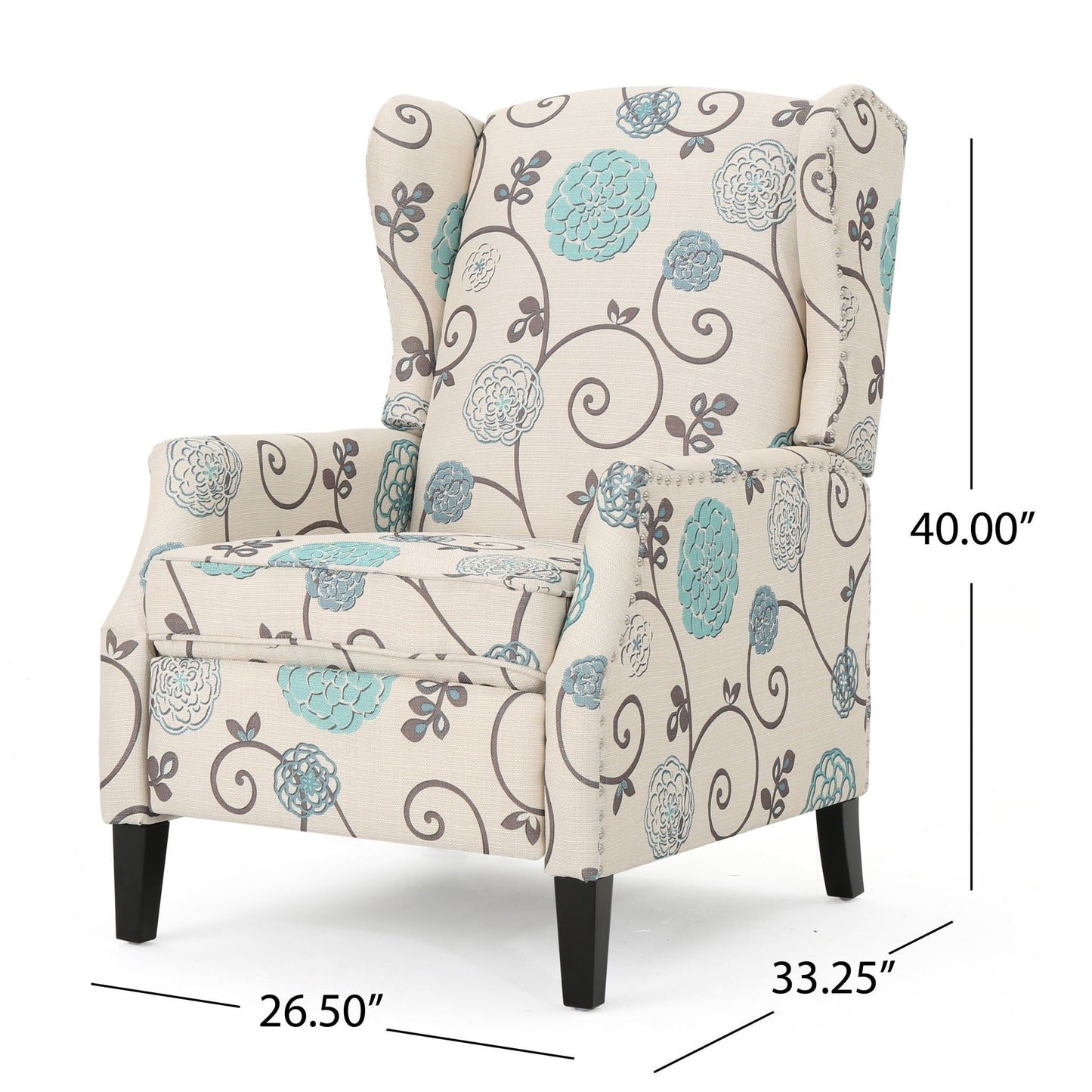 Westeros Wing Back Fabric Upholstered Recliner Noble House