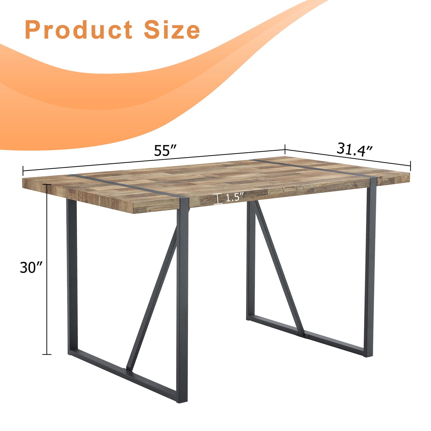 Industrial Rectangular Dining Table For 4 - 6 People Home Essentials