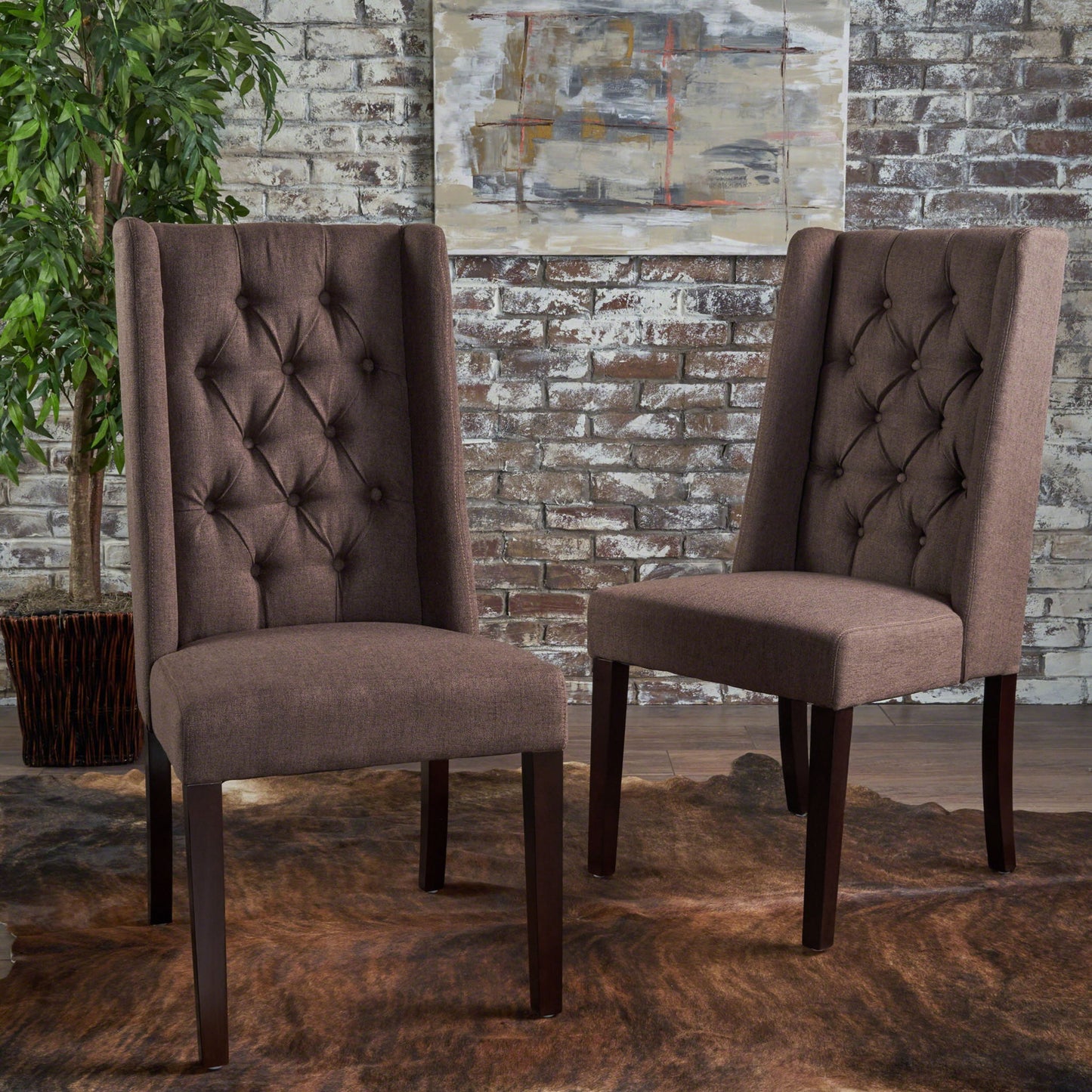Sophisticated Tufted Dining Chair With High Back Design Noble House