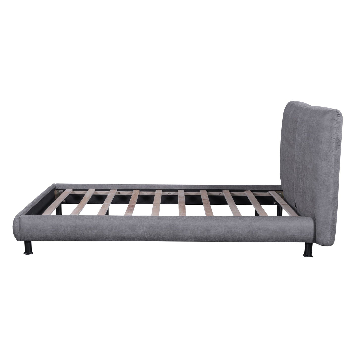 Upholstered Platform Bed With 2 Large Headrests And Thick Halcyon Home