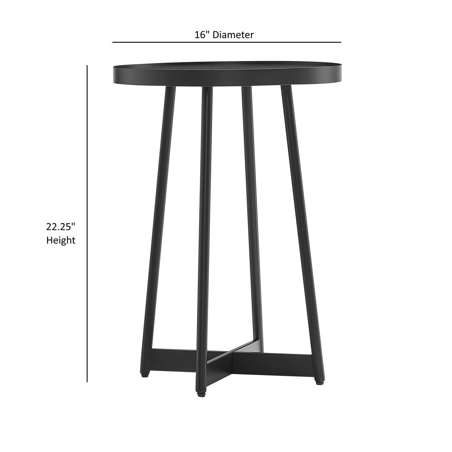 Ranlo - Round Accent Table With Geometric Legs - Black Home Essentials