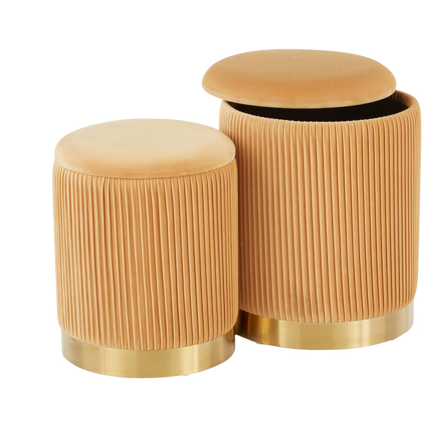 Marla - Contemporary Nesting Pleated Ottoman Set Lumi Source
