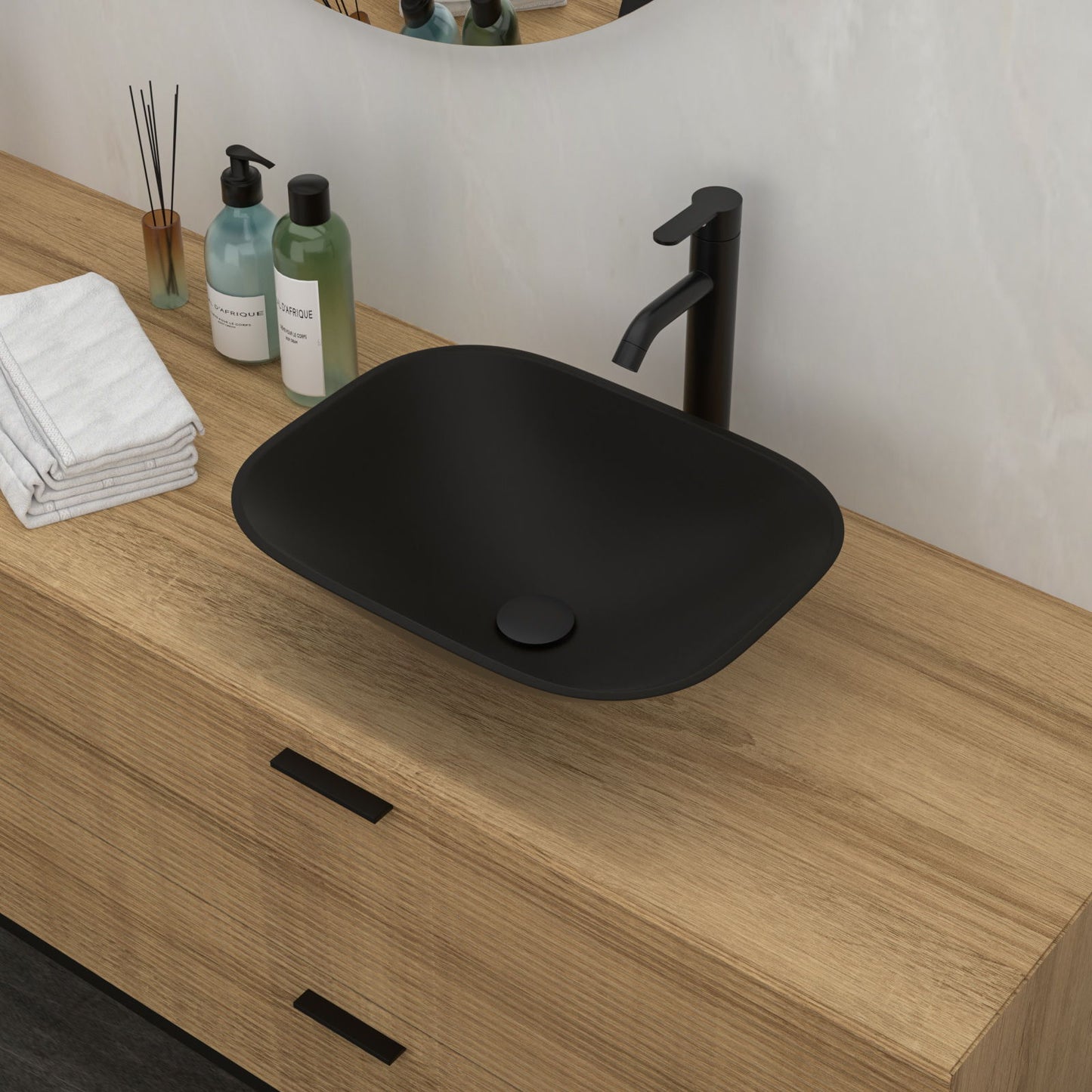 Artistic Tempered Glass Vessel Sink With Faucet And Pop Up Drain - Matte Black Daily Nest