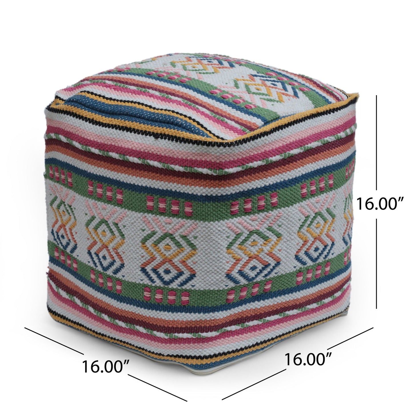 Inca - Handcrafted Peruvian Print Square Pouf Ottoman - Multicolor Home Essentials