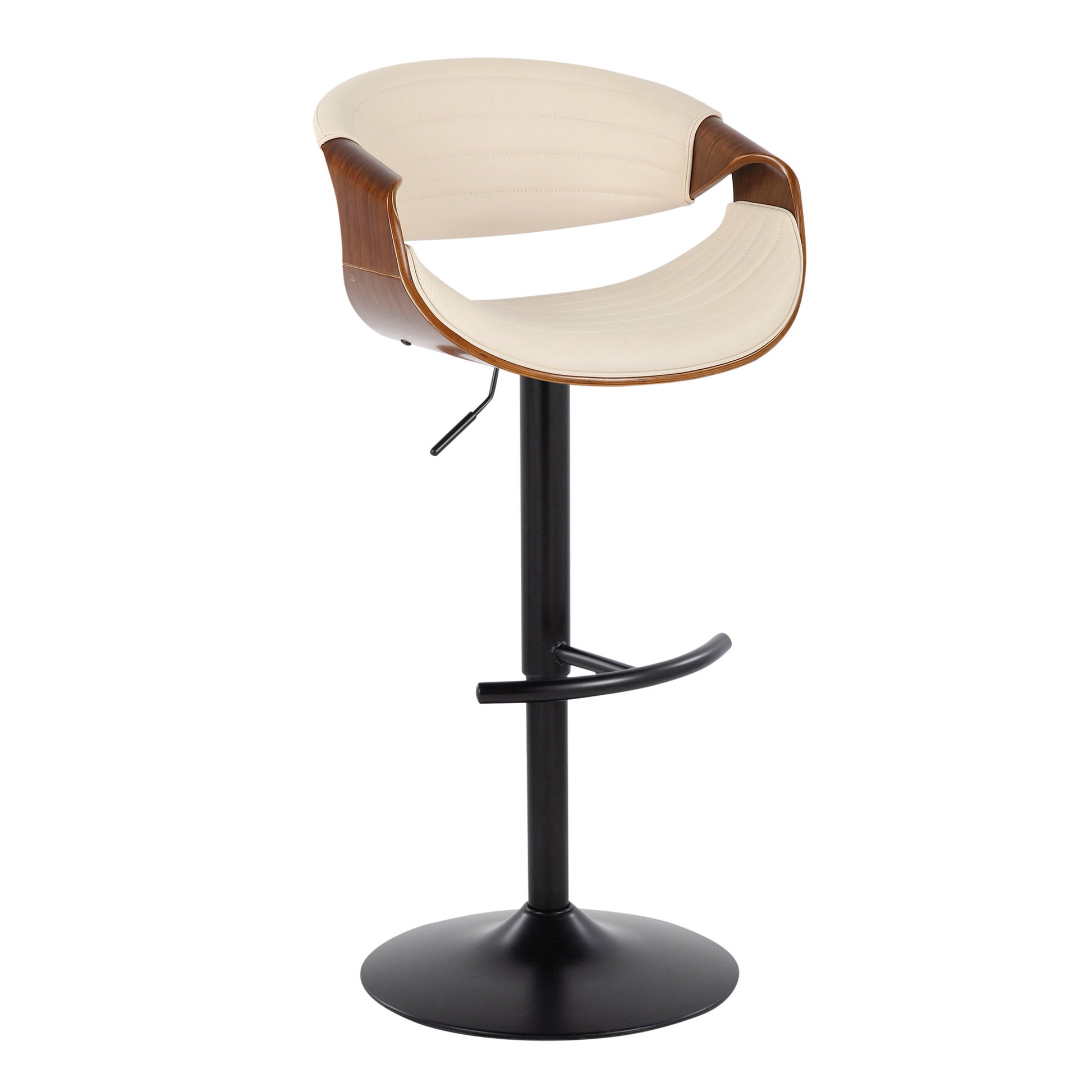 Symphony - Mid Century Modern Adjustable Barstool With Swivel With Rounded T Footrest (Set of 2) Lumi Source