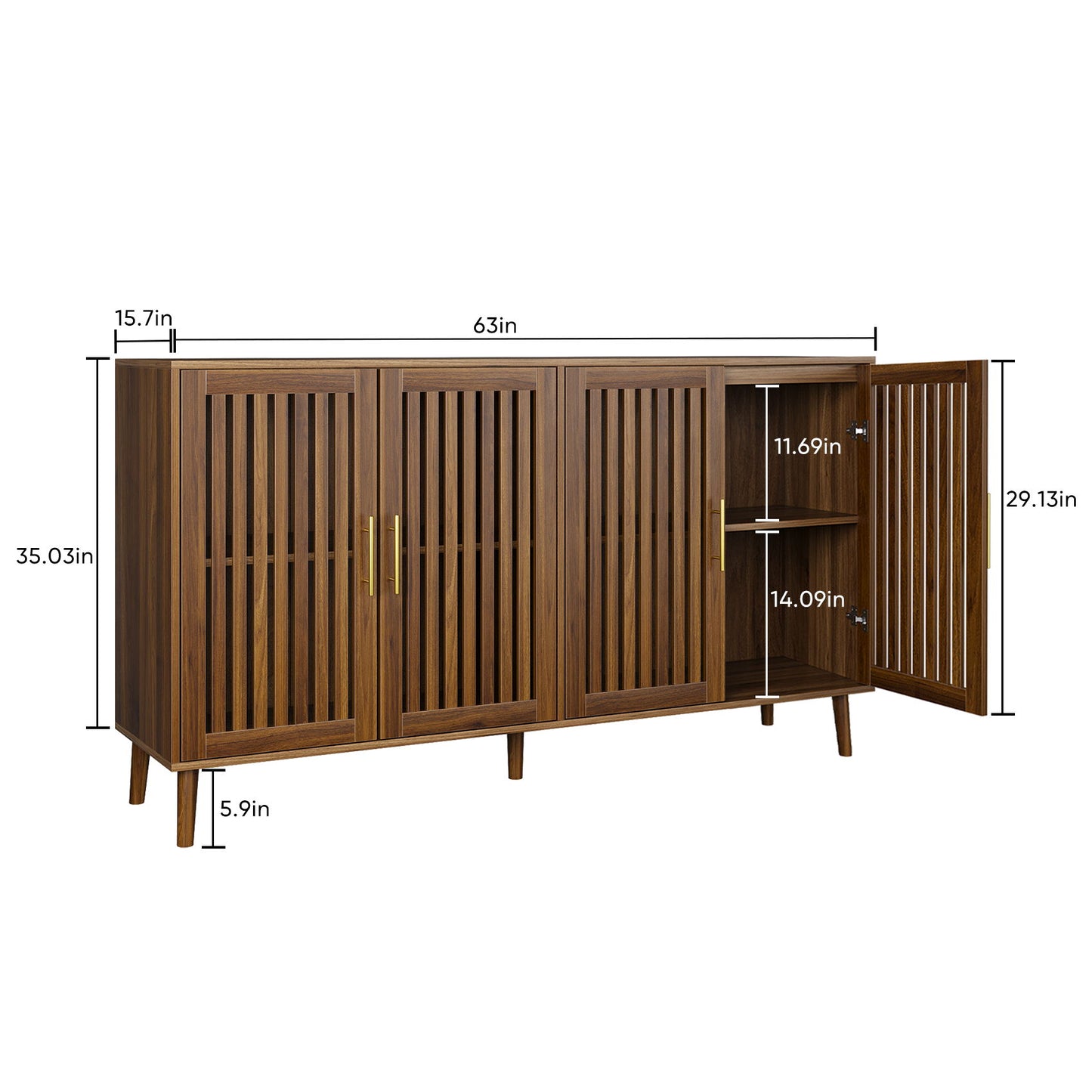 Grille Striped Sideboard Buffet Cabinet With Storage Home Essentials