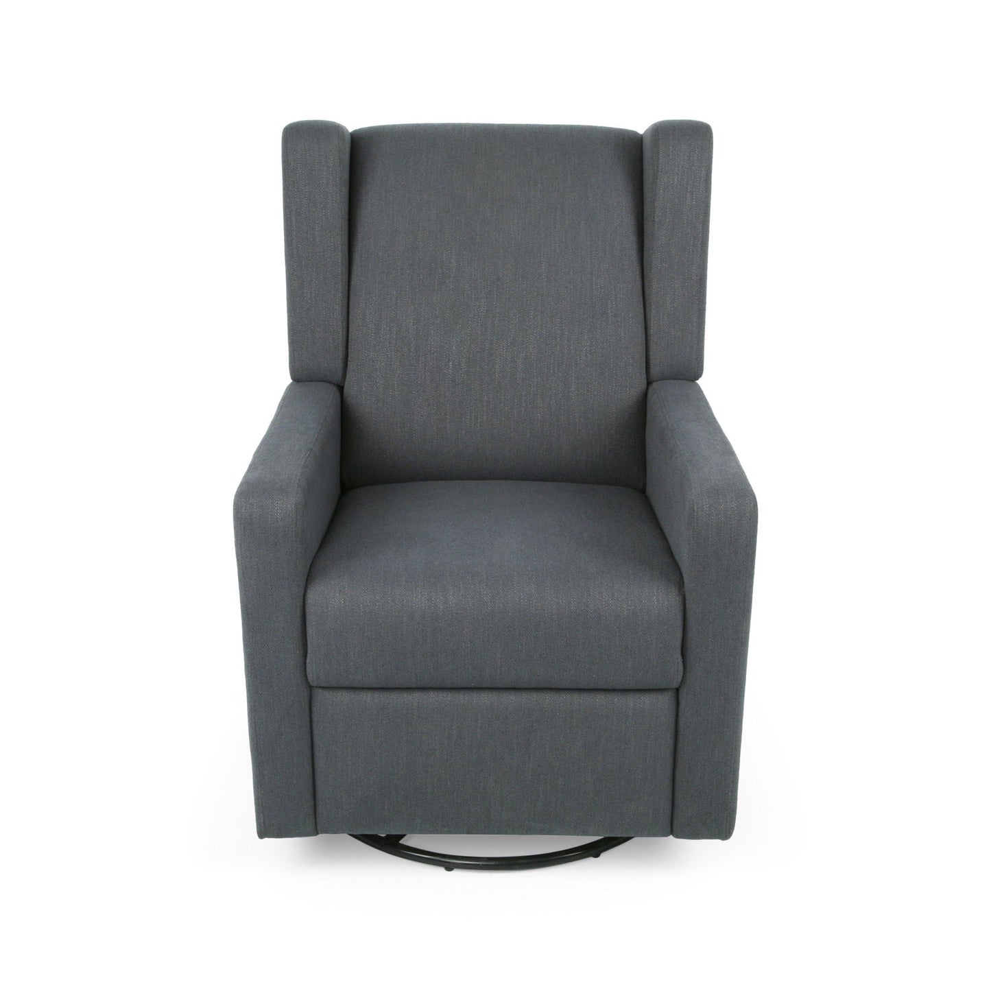 Landau Contemporary Fabric Upholstered Swivel Recliner Noble House