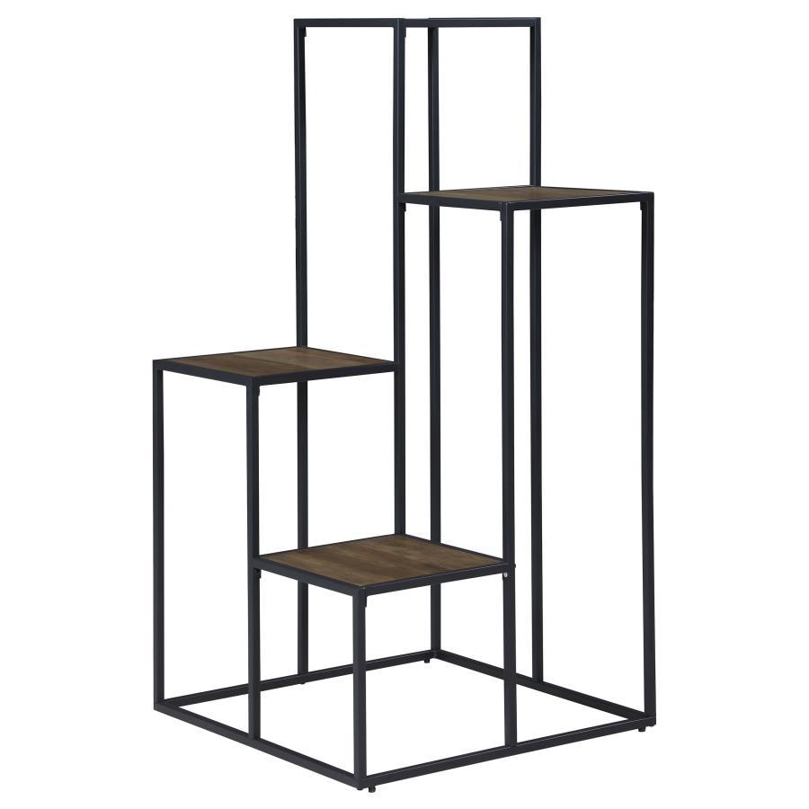 Rito - 4-Tier Multi - Display Shelf - Rustic Brown And Black CoasterEveryday