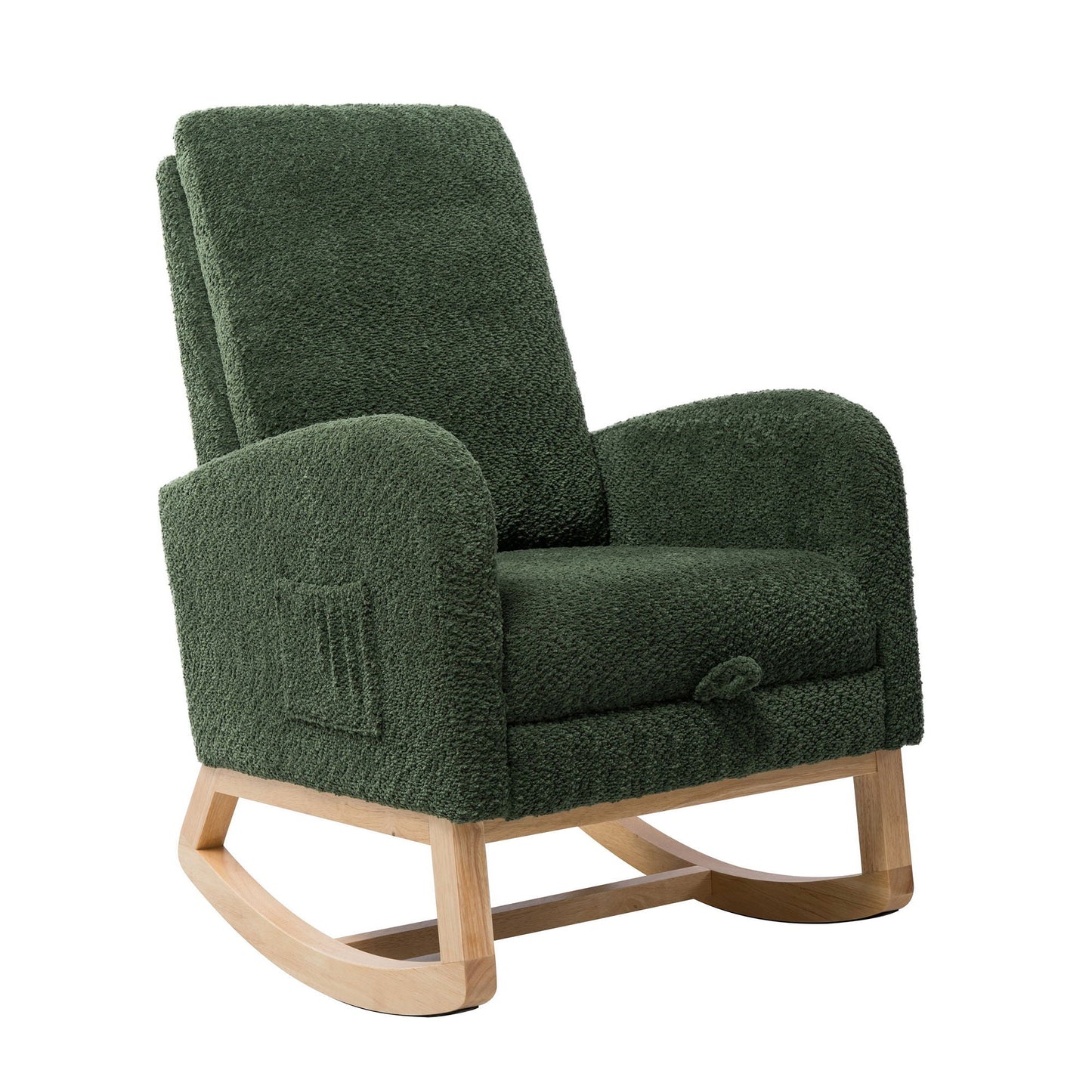 High Back Glider Rocking Chair With Retractable Footrest And Rubber Wood Legs Home Essentials