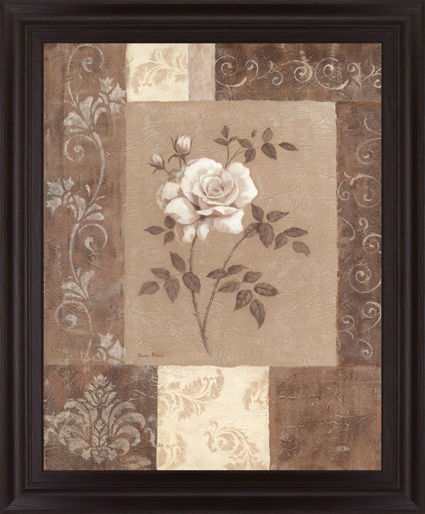 Sepia Rose Elegance - 28" x 34" Framed Wall Art Classy Art