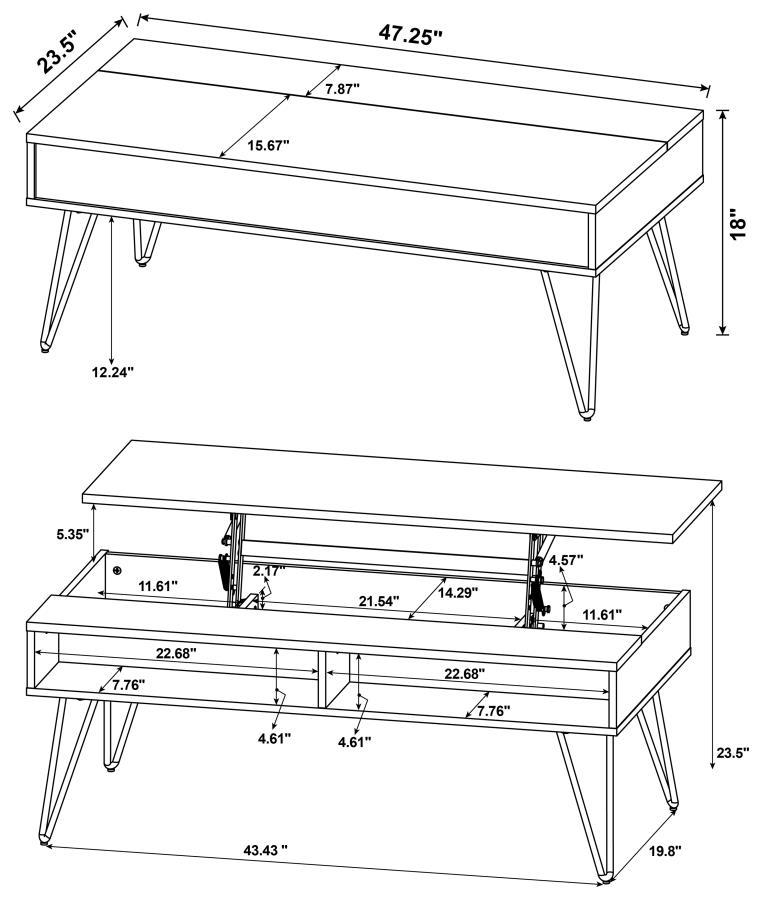 Fanning - Engineered Wood Lift Top Coffee Table - Golden Oak CoasterEssence