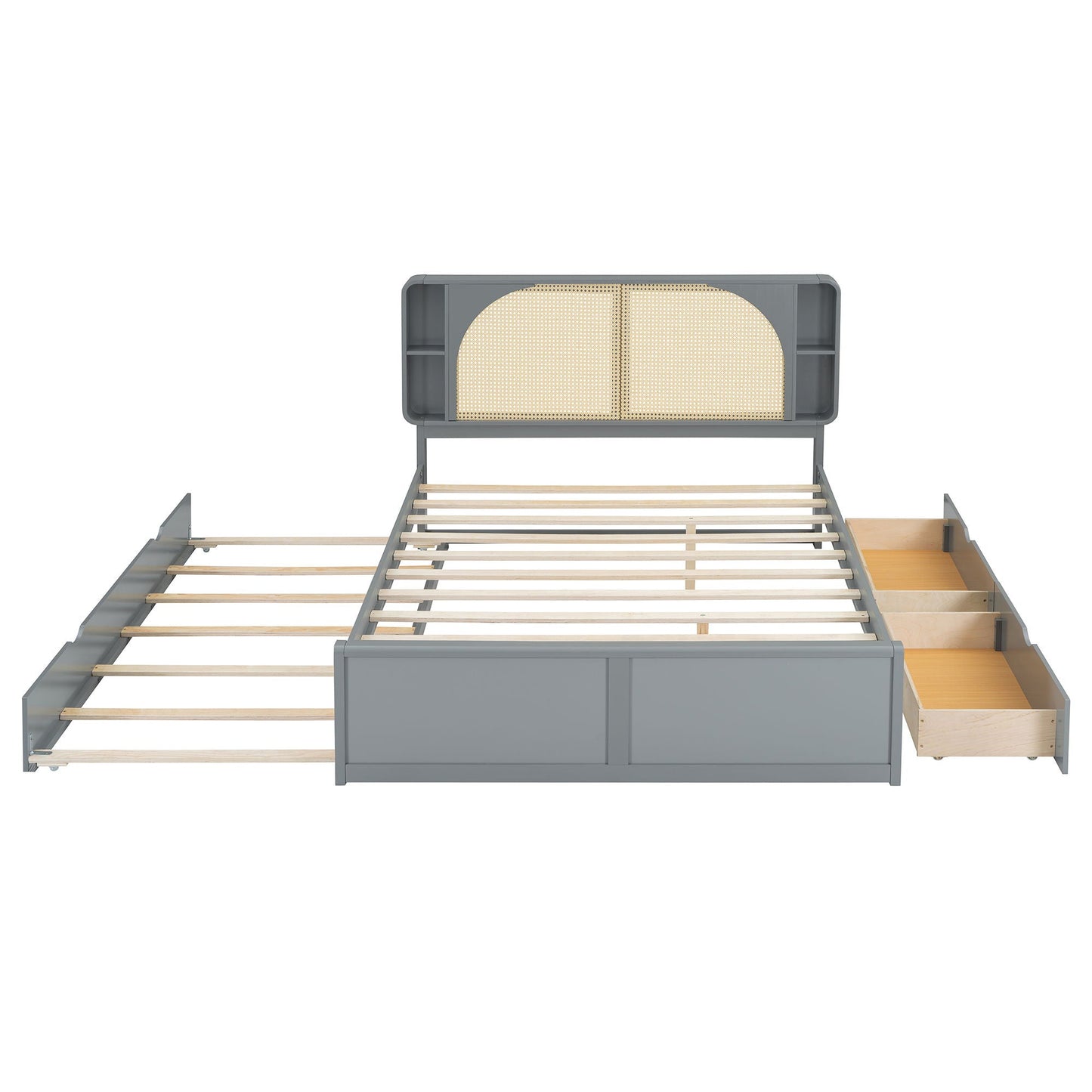 Headboard Bed With 2 Drawers And Trundle Timeless Haven