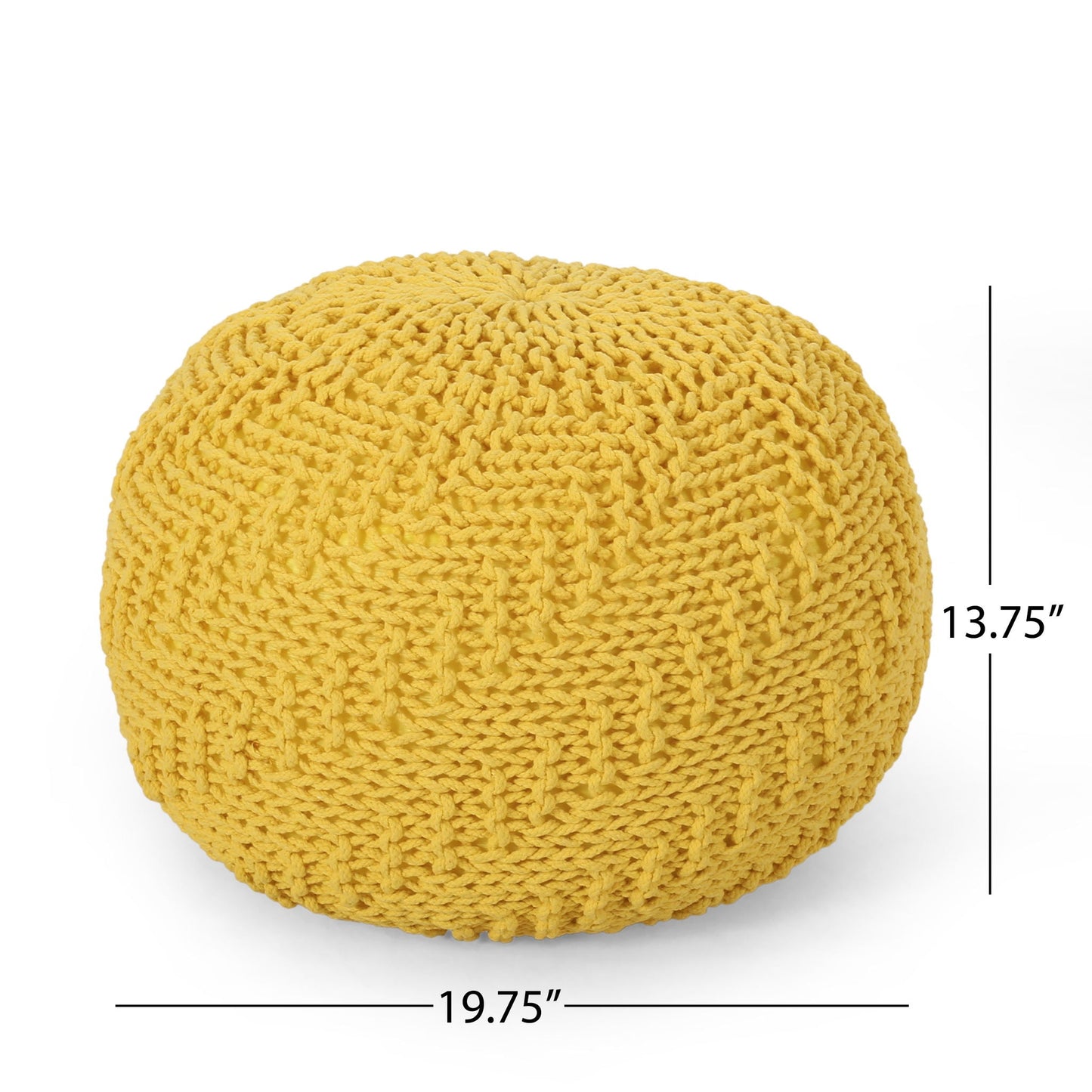 Bordeaux - Knitted Cotton Round Pouf Ottoman Home Essentials