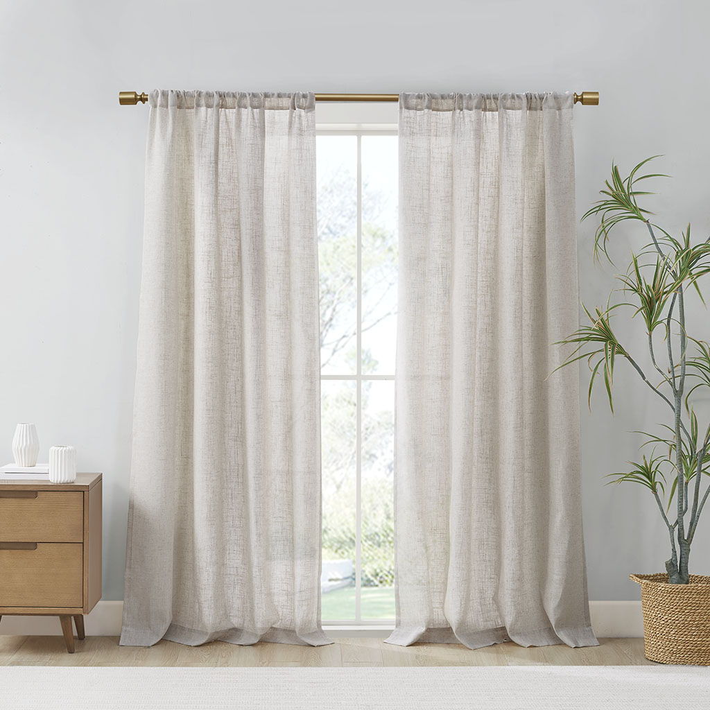 Kyler - Linen Blend Light Filtering Curtain Panel Pair - Natural Madison Park