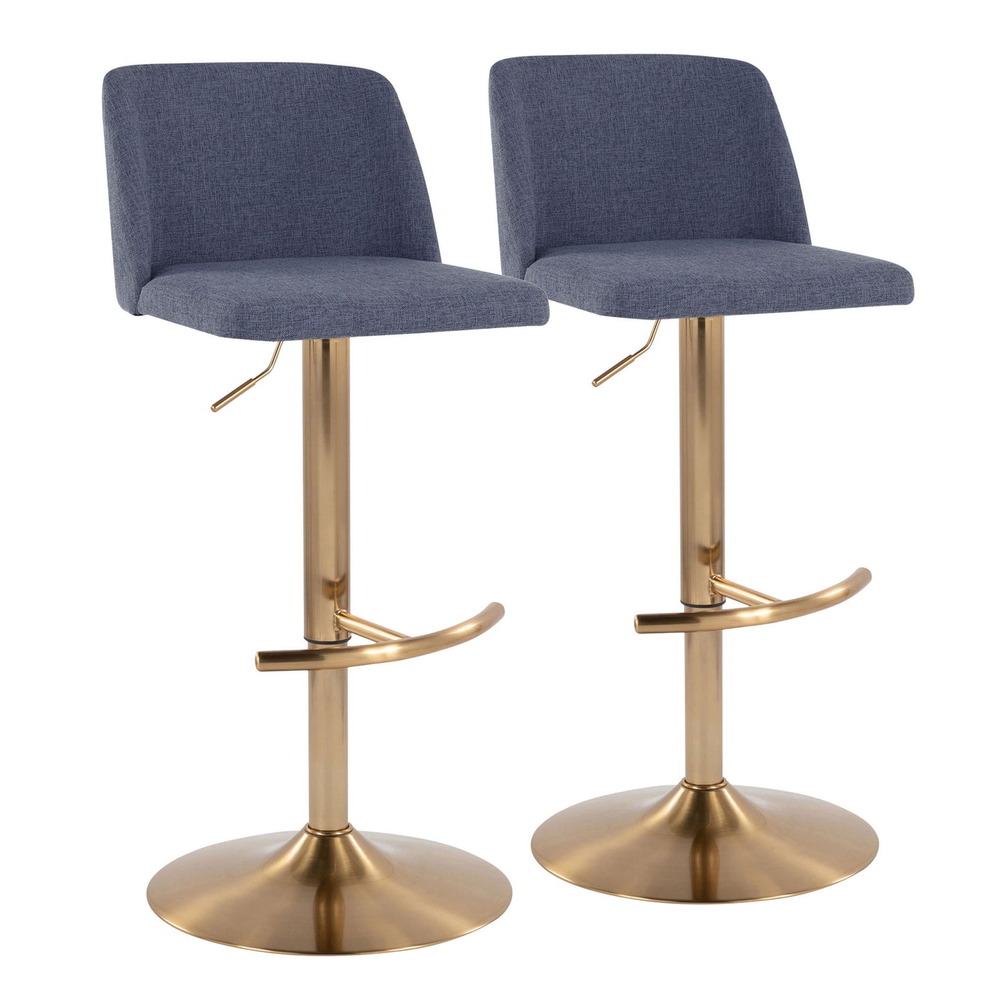 Toriano - Contemporary Adjustable Barstool With Swivel With Rounded T Footrest (Set of 2) Lumi Source