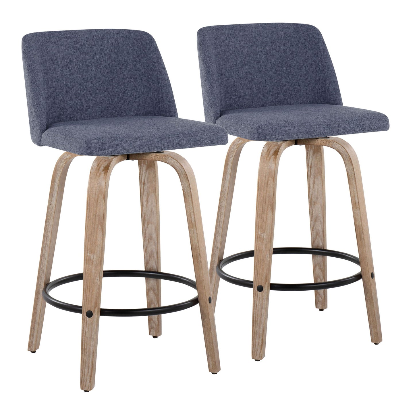Toriano - Contemporary Fixed-Height Counter Stool & Swivel With Round Footrest (Set of 2) Lumi Source