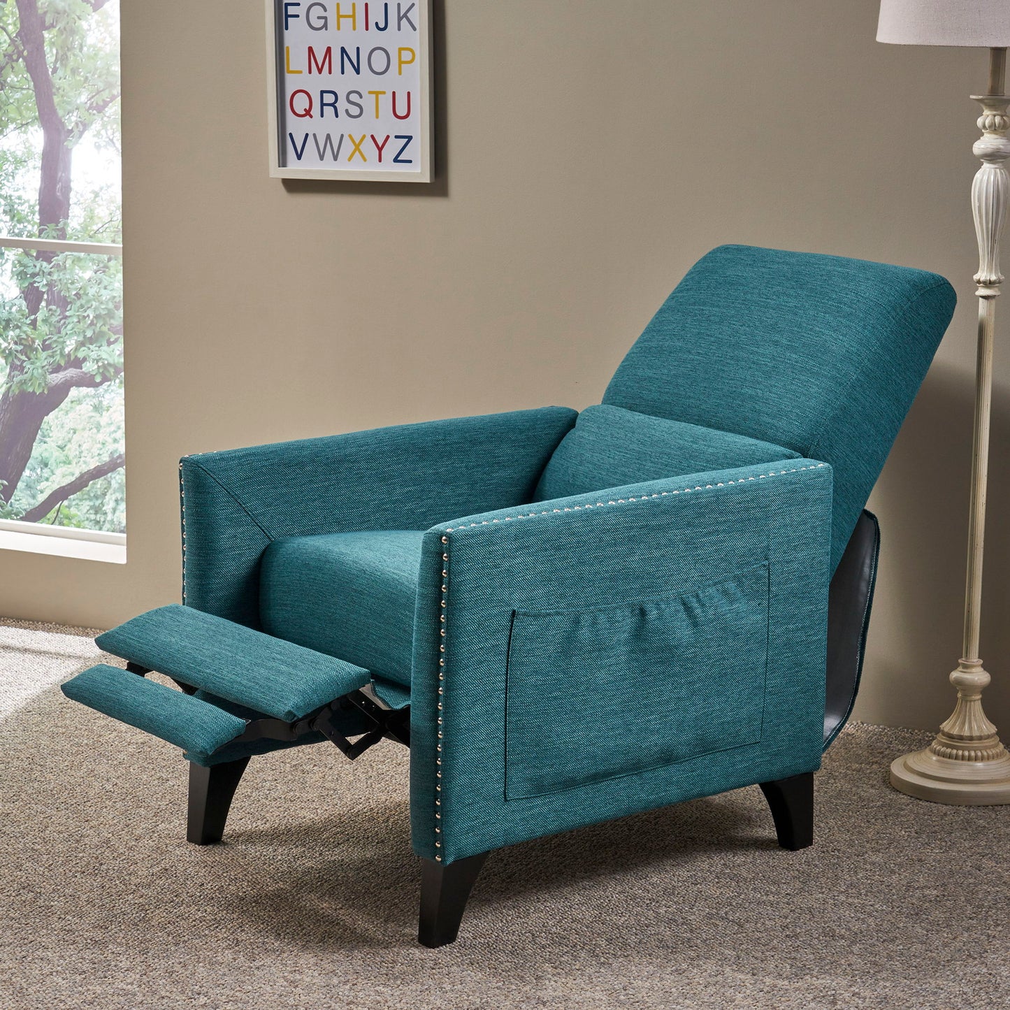 Kiersten - Contemporary Fabric Pushback Recliner Noble House