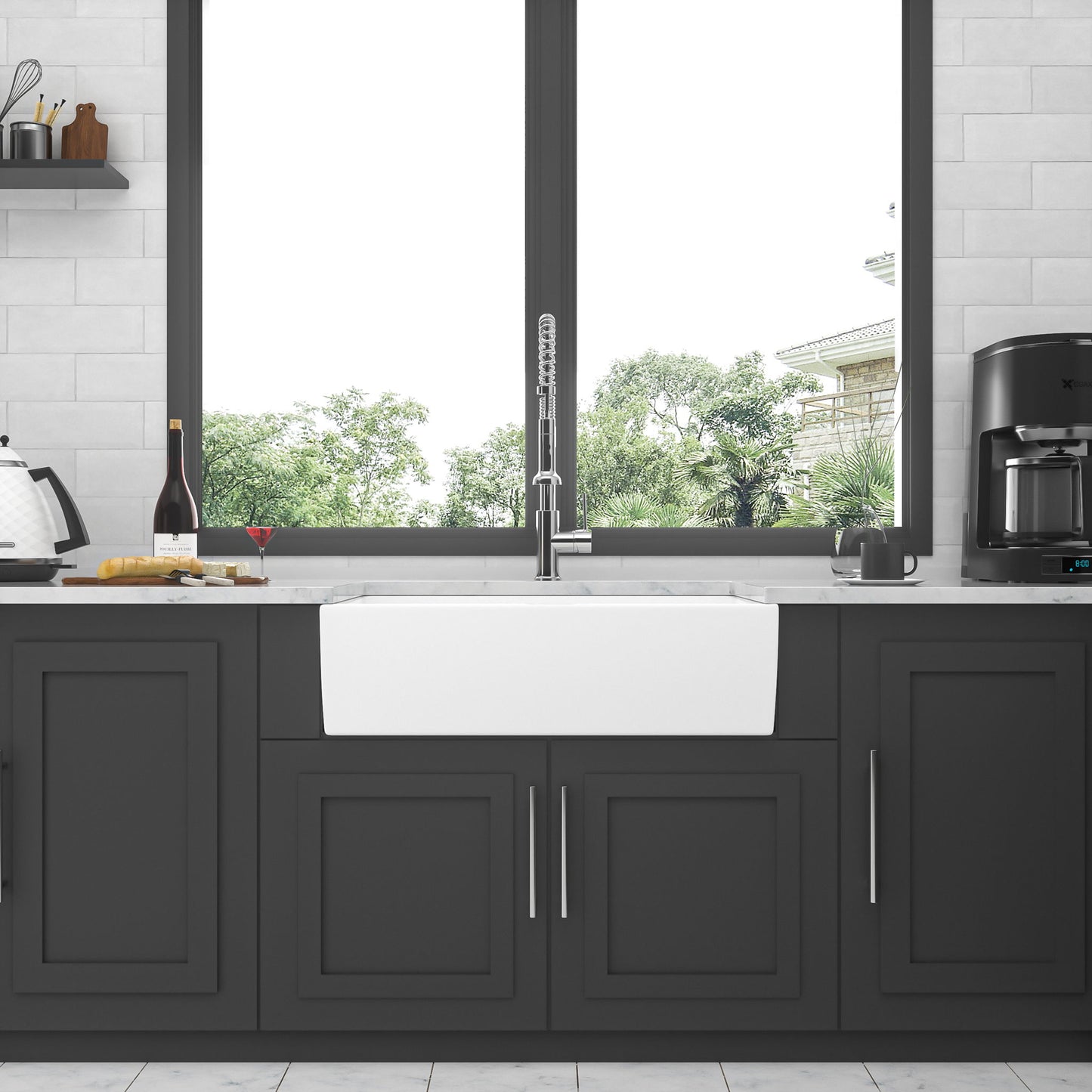 Ceramic Farmhouse Sink With Deep Basin And Stainless Steel Grid Daily Nest
