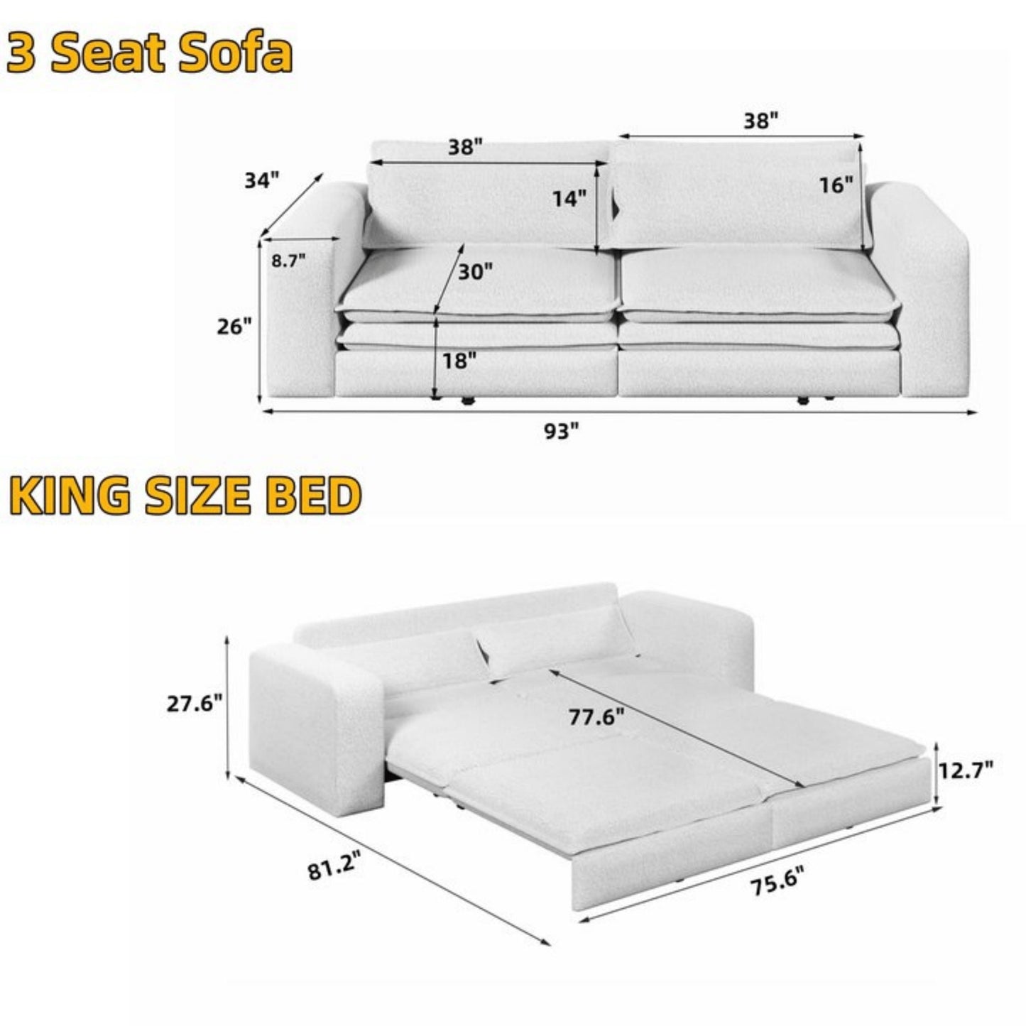 Sleeper Pull Out Sofa Bed, 3 In 1 Convertible Chaise Lounge Home Essentials