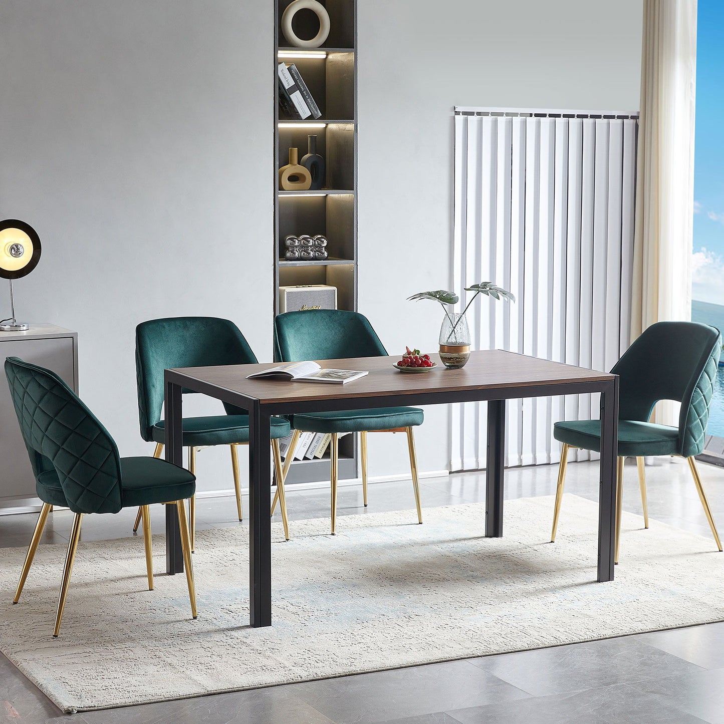 Velvet Dining Chairs With Metal Legs And Hollow Back Upholstered Dining Chairs Home Essentials