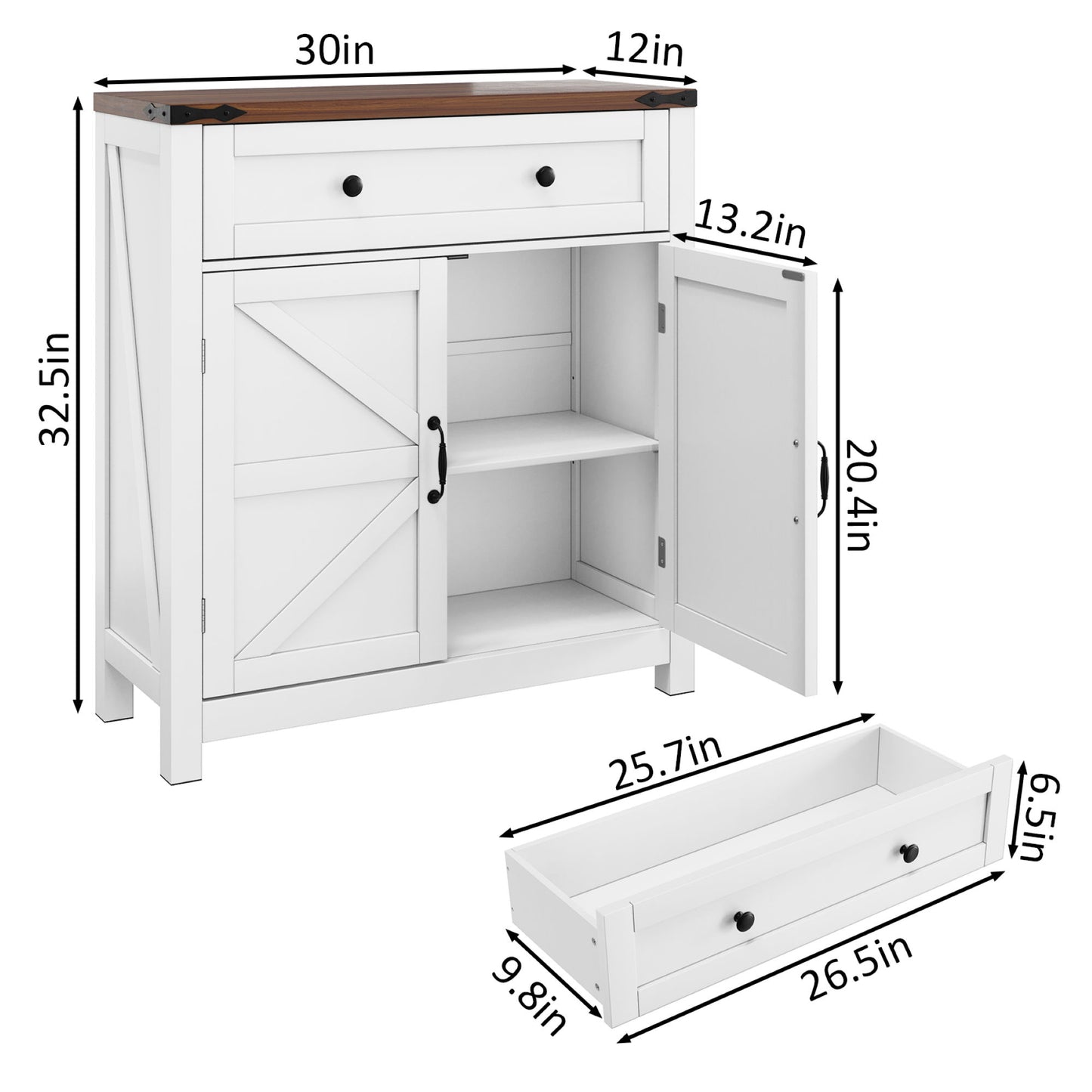 Farmhouse Storage Cabinet With Drawer And Adjustable Shelf Home Essentials