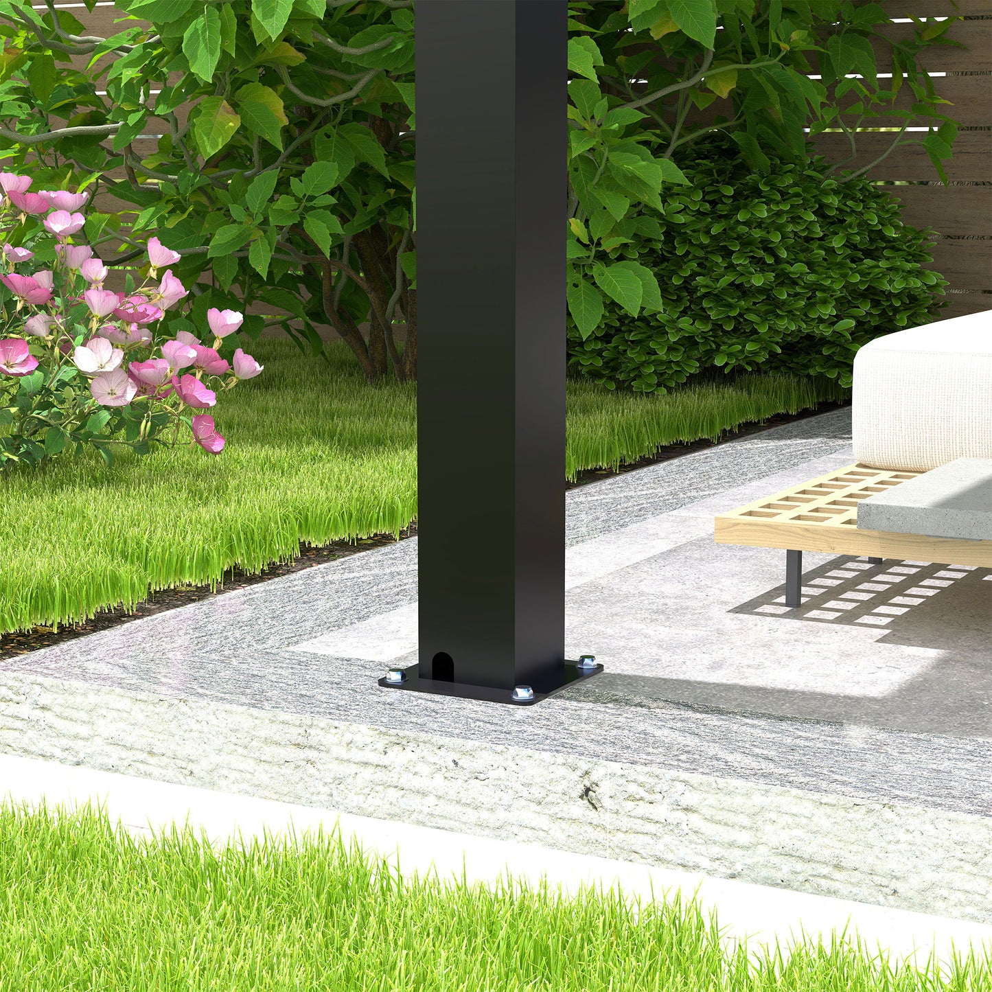 Louver Pergola Steel Louvers & Frame - Black Home Essentials