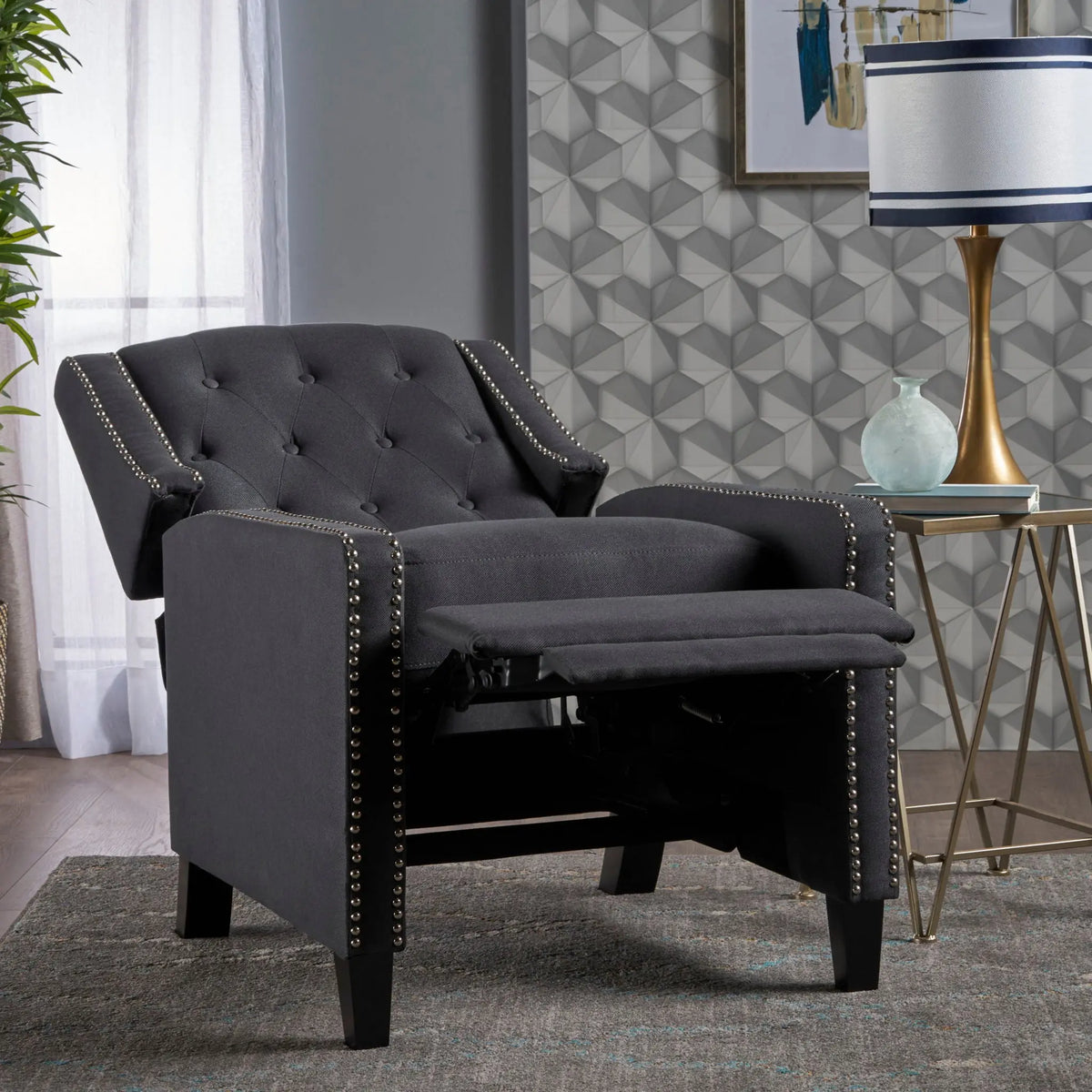 Classic Fabric Push Back Chair Noble House