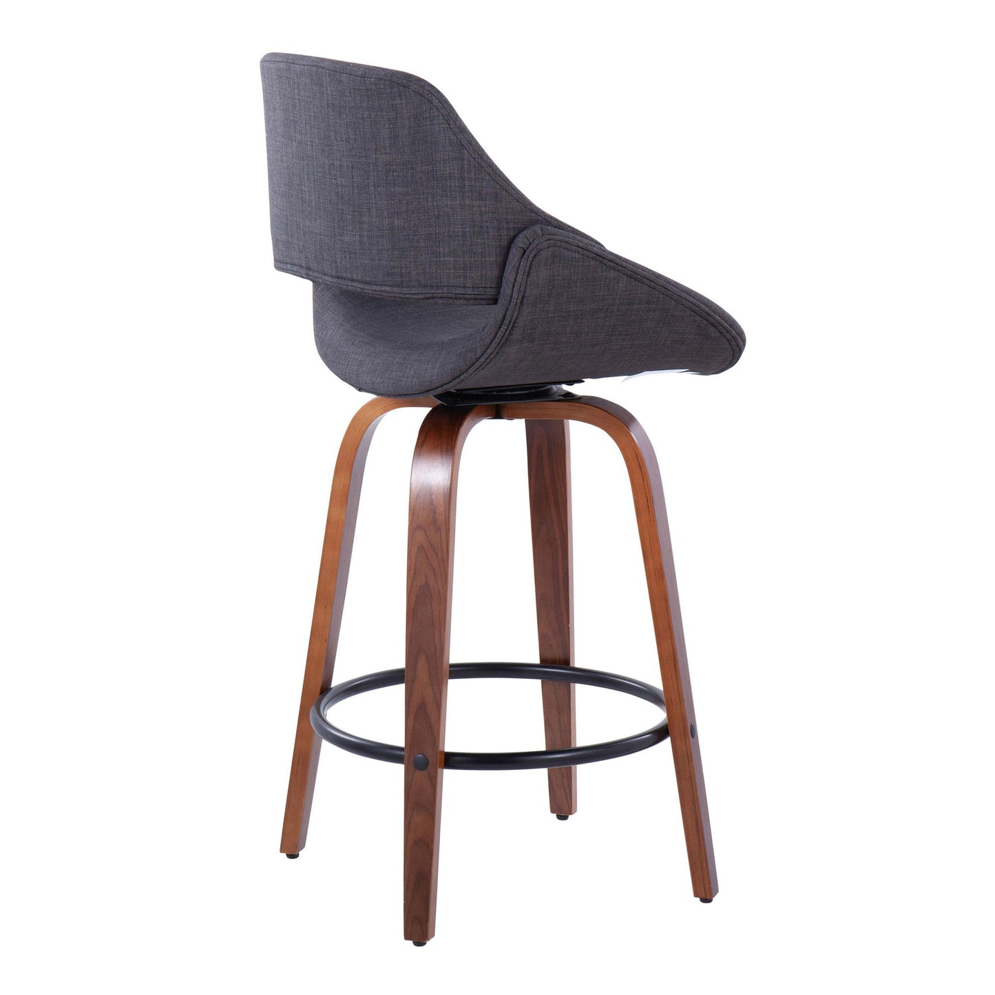 Fabrico - Mid Century Modern Fixed Height Counter Stool & Round Footrest (Set of 2) Lumi Source