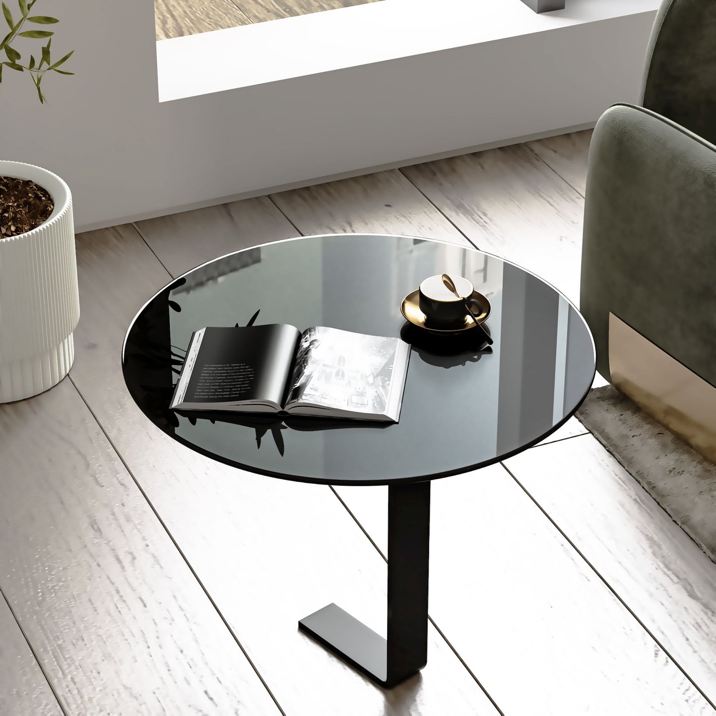 24" Round Tempered Glass Table Top Glass 1 / 4" Thick Round Polished Edge - Black Home Essentials