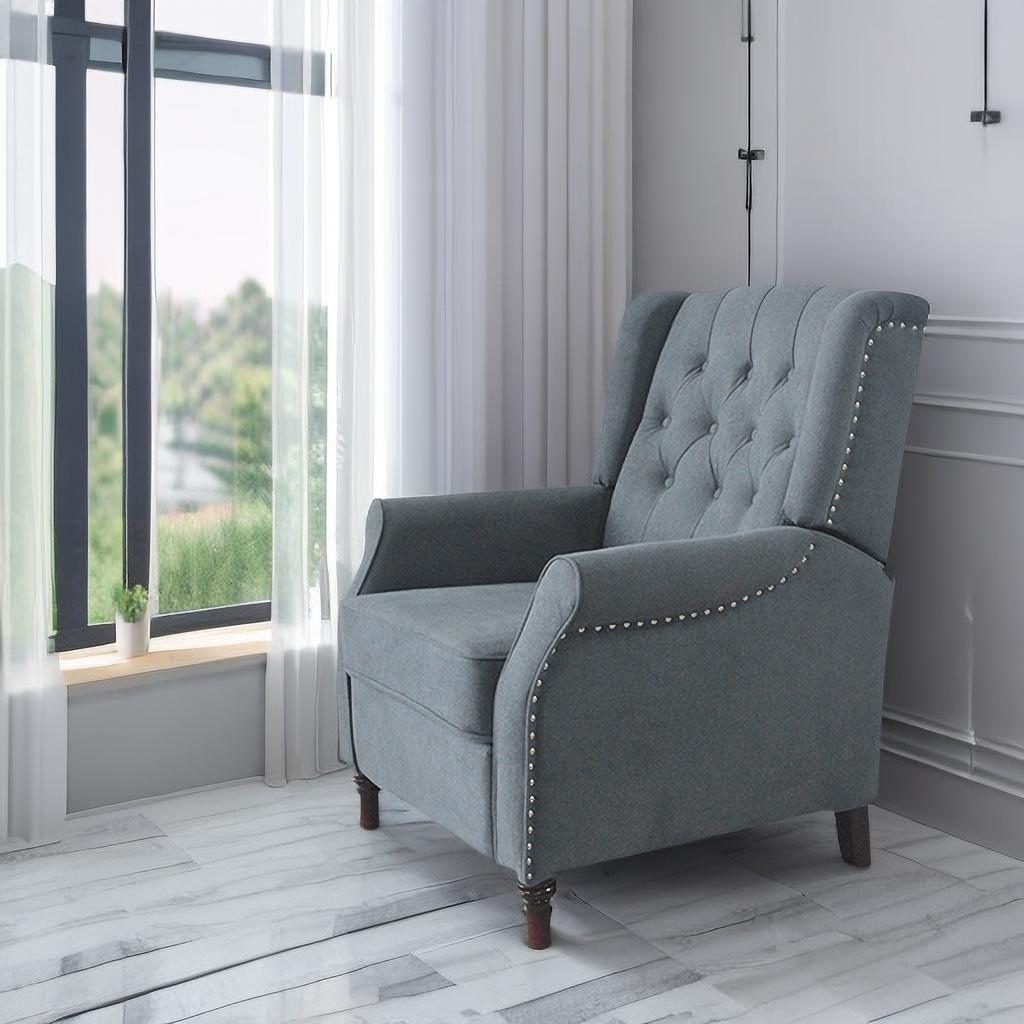 New Design Classic Waterproof Fabric Living Room Pull Button Sofa, High Back Manual Recliner Chair Cinema Home Theatre Cozy Recliner Sofa - Dark Gray Home Essentials