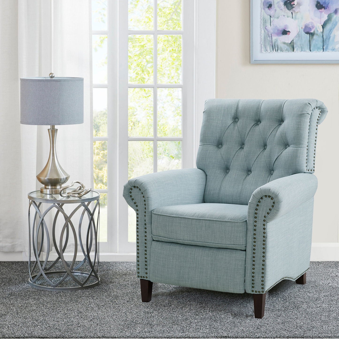 Aidan - Aidan Recliner - Light Blue Madison Park