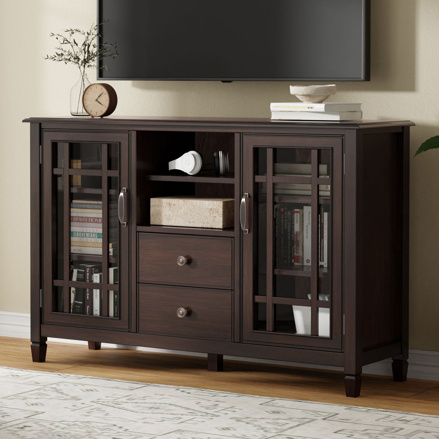Connaught - Tall TV Stand - Brown Simpli-Home