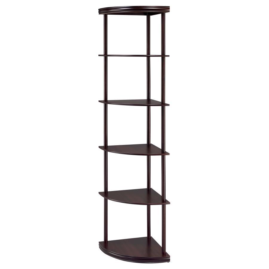 Bonwick - Wood 5-Shelf Corner Bookshelf - Cappuccino CoasterEveryday