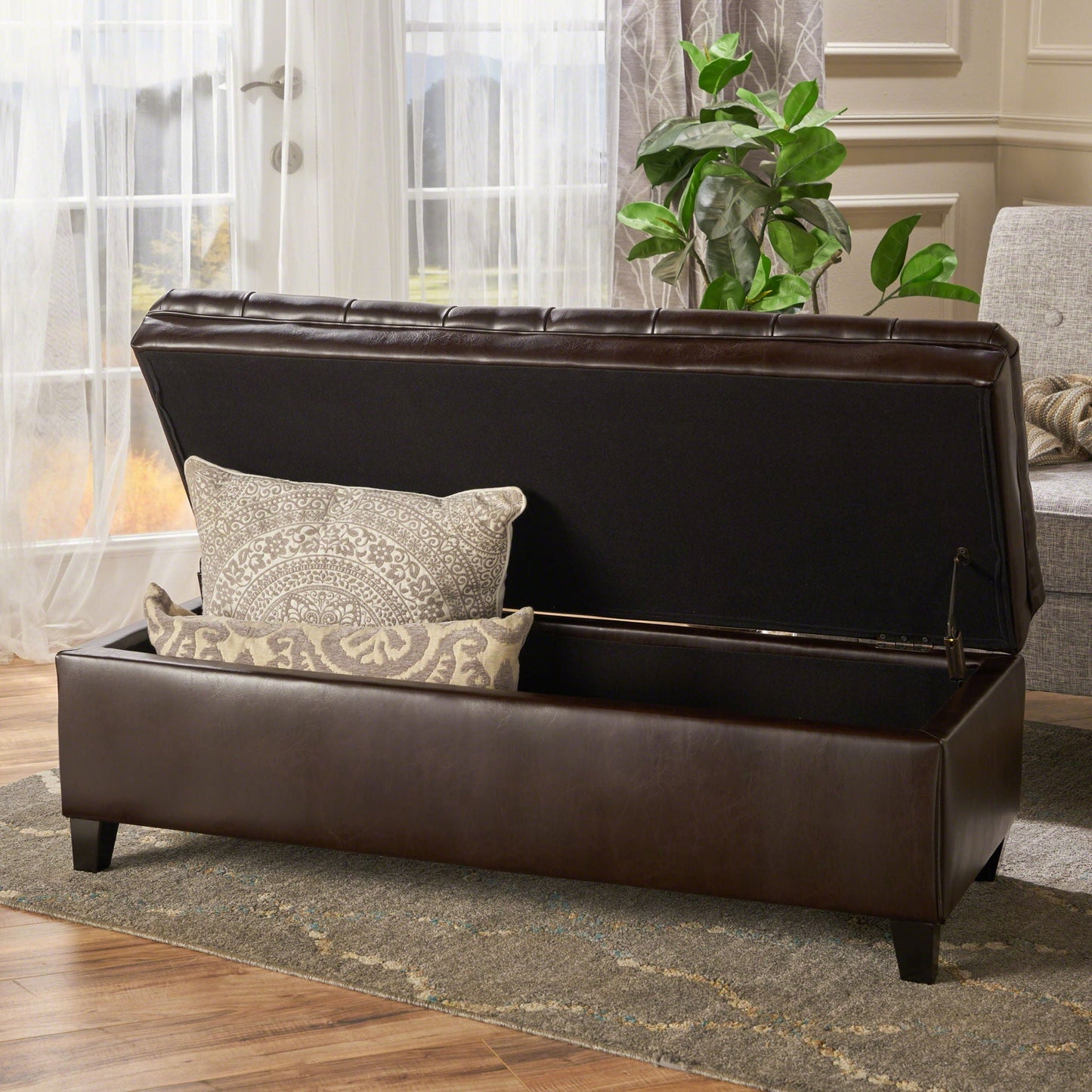 Juliana - Storage Ottoman With Birch Legs Noble House