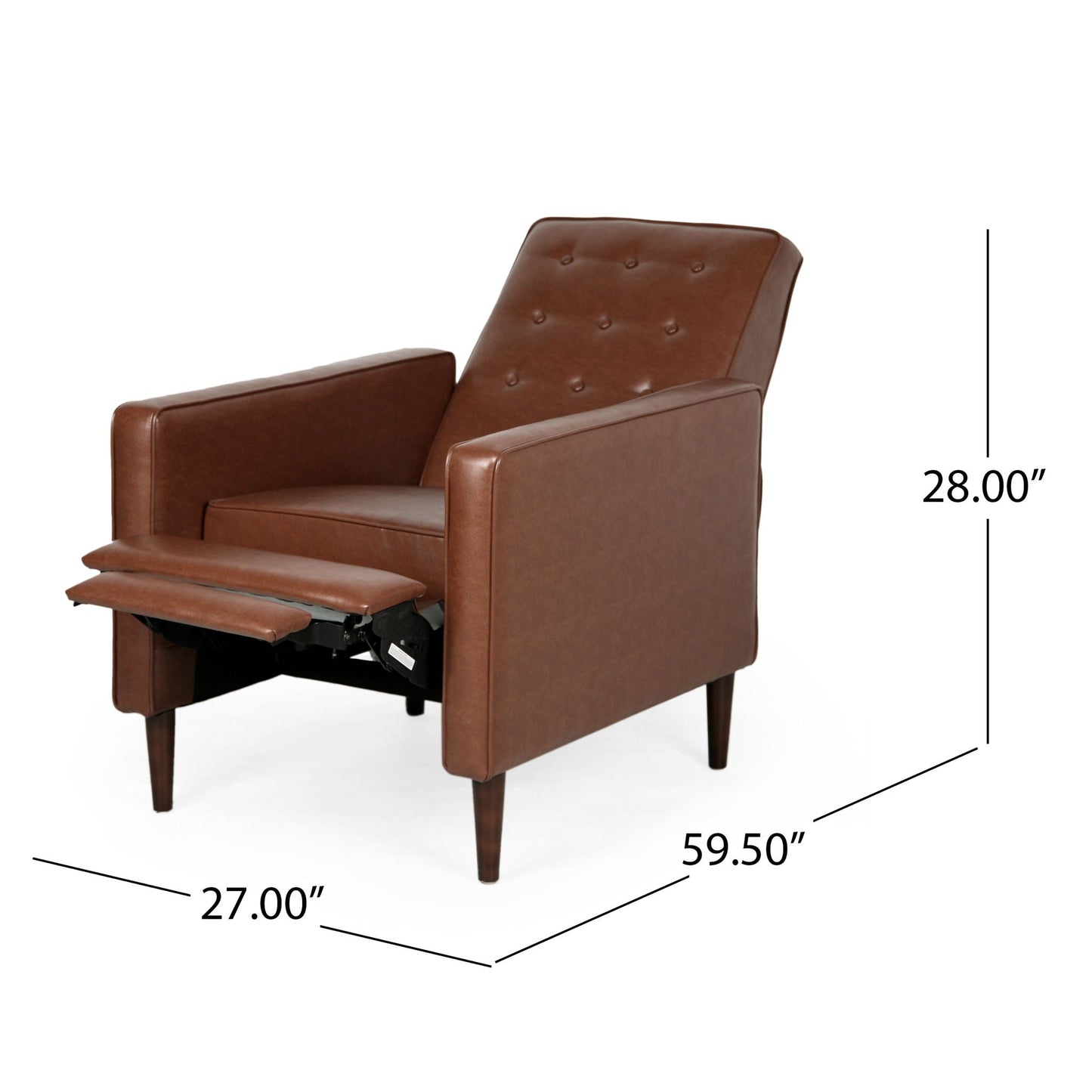 Mid-Century Modern Recliner With Button Tufted Waffle Stitch Noble House
