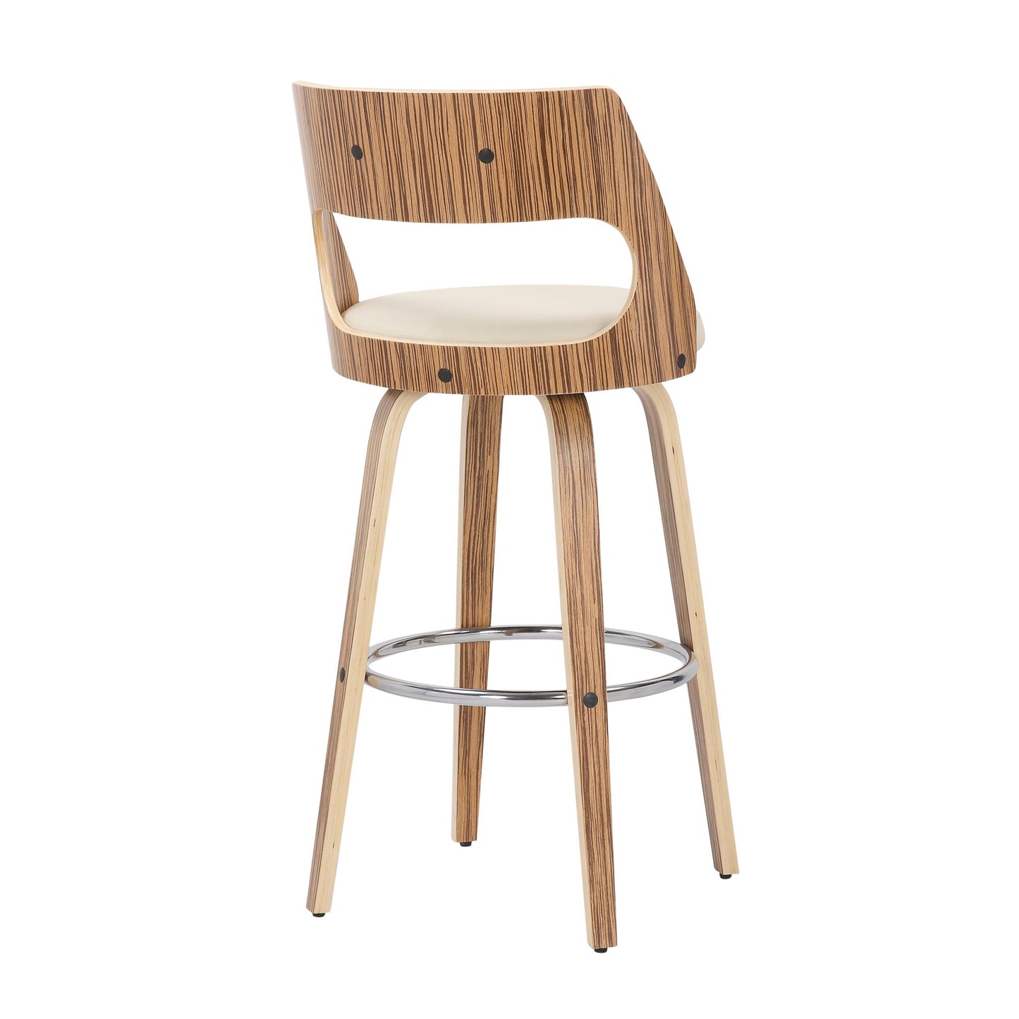 Cecina - Mid-Century Modern Fixed Height Barstool With Swivel (Set of 2) - Zebra / Cream Lumi Source