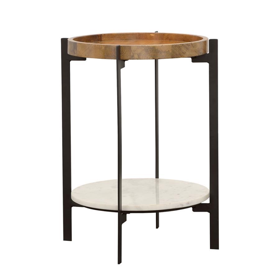 Adhvik - Round Table With Marble Shelf Coaster Fine Furniture