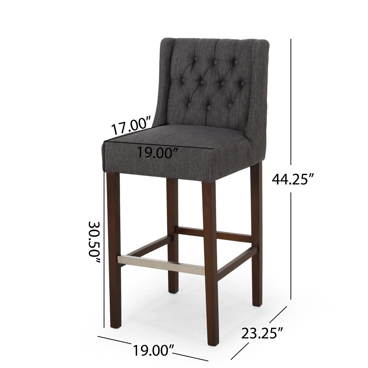 Solstara - Upholstered Dining Barstool With Button Tufted And Wing Back Noble House