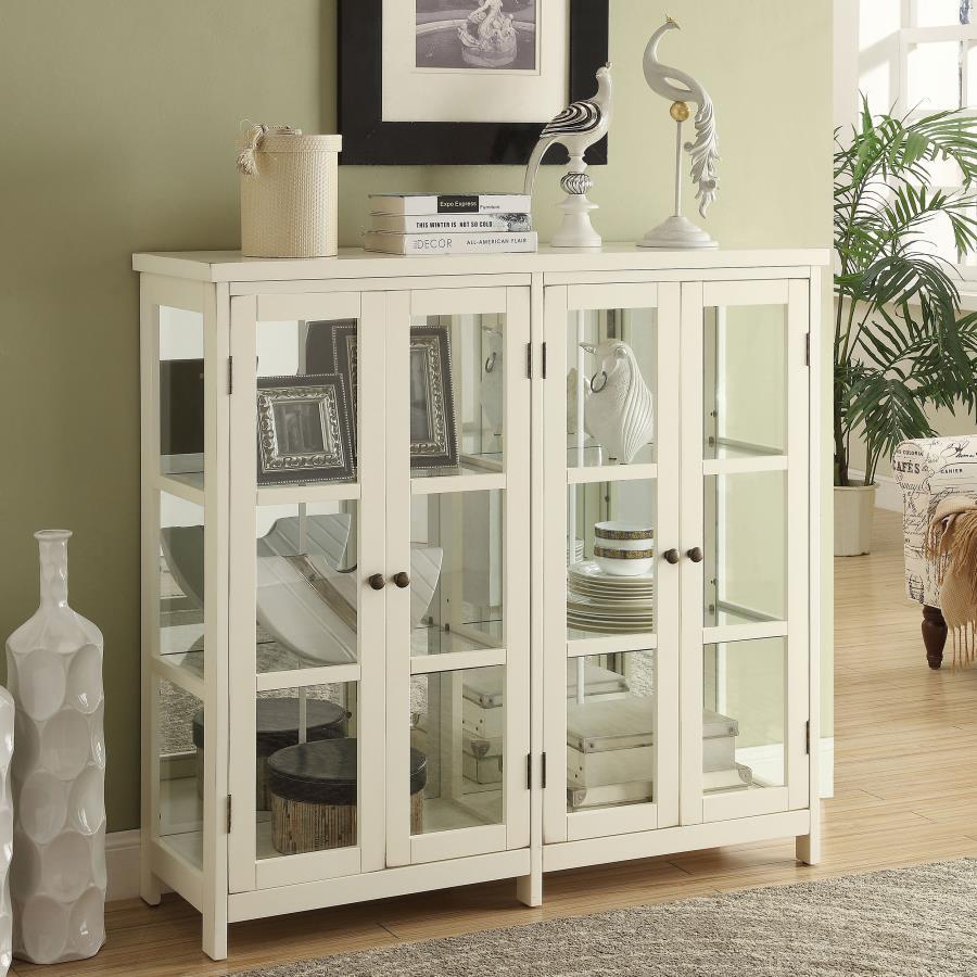 Sable - 4 Door Wood Accent Storage Display Cabinet - Off White CoasterEssence
