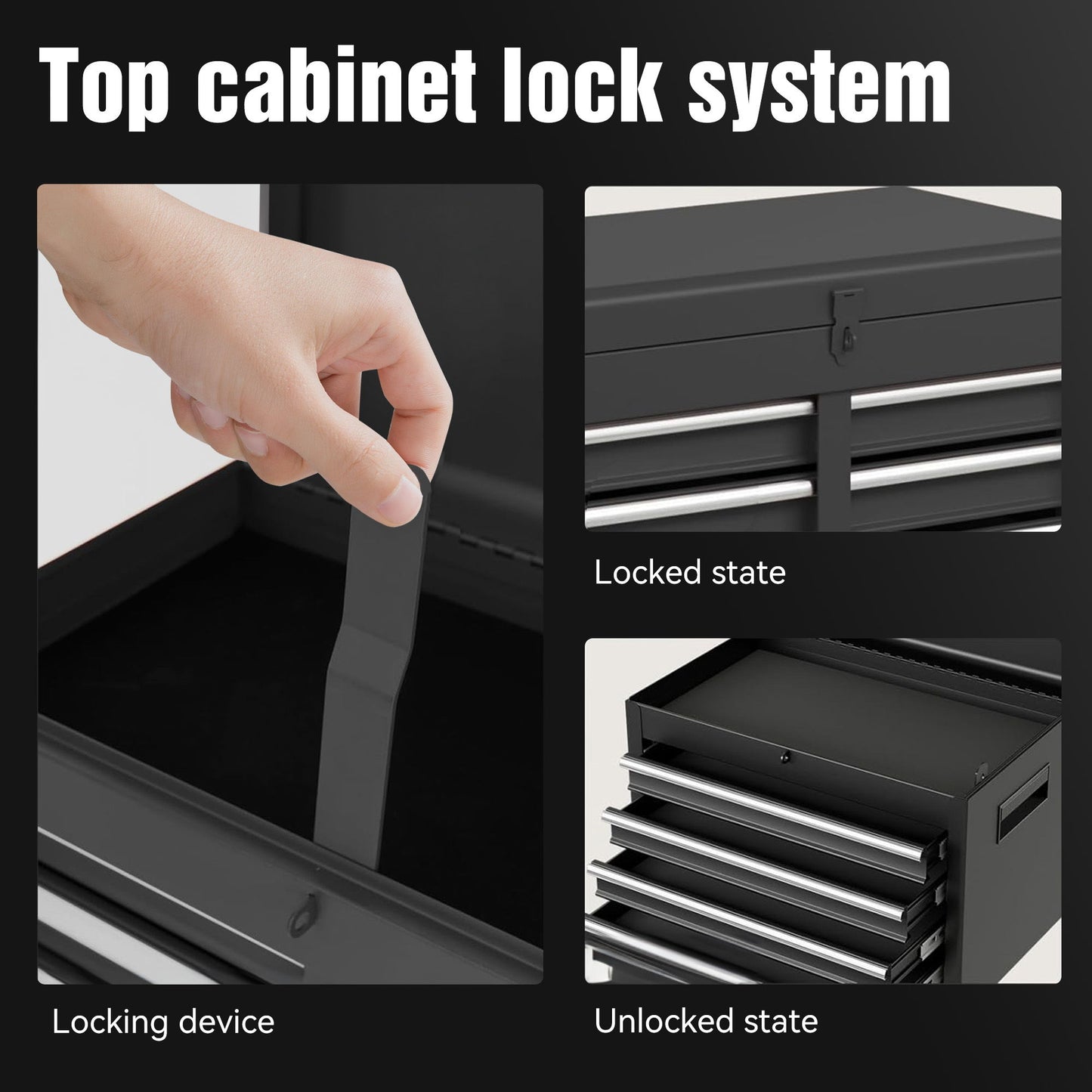 Tool Chest, 5 Drawer Rolling Tool Storage Cabinet With Detachable Top Tool Box, Liner, Universal Lockable Wheels, Adjustable Shelf, Locking Mechanism, Metal Tool Cart For Garage Workshop Daily Nest