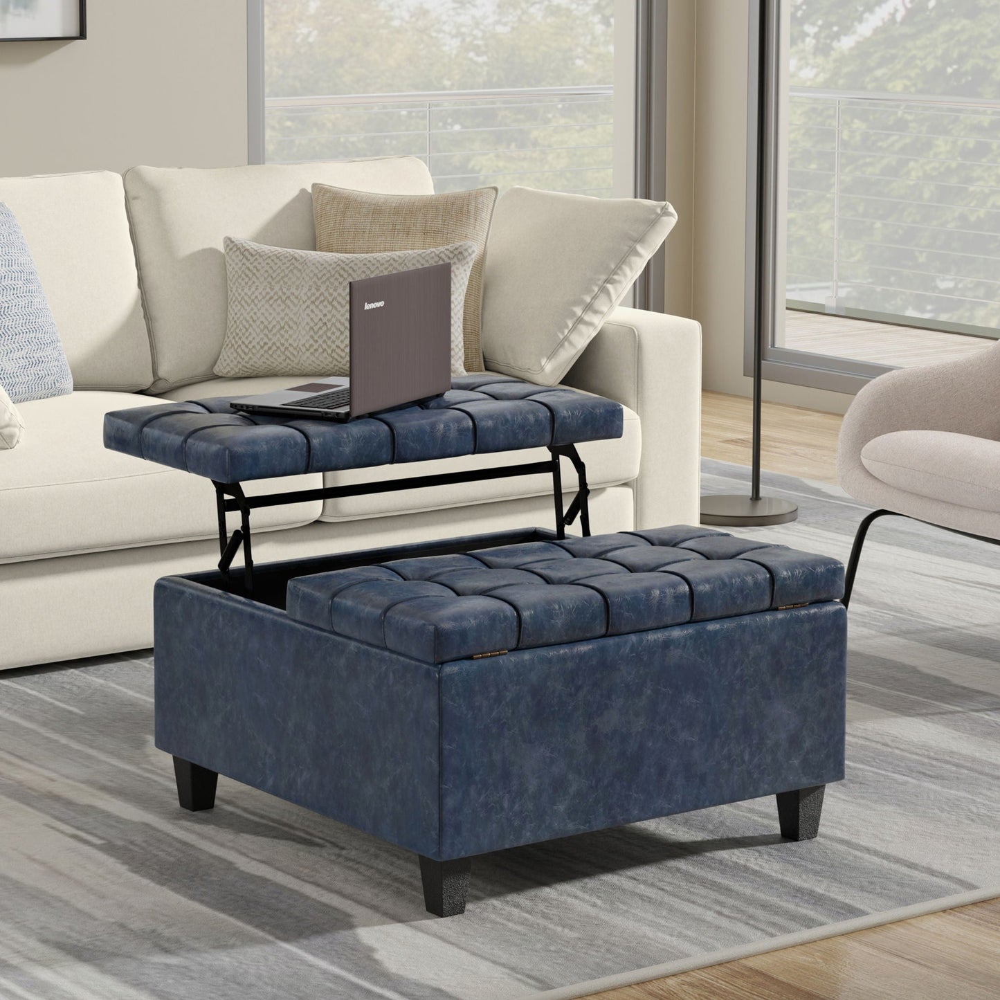 Harrison - Upholstered Coffee Table Storage Ottoman Simpli-Home