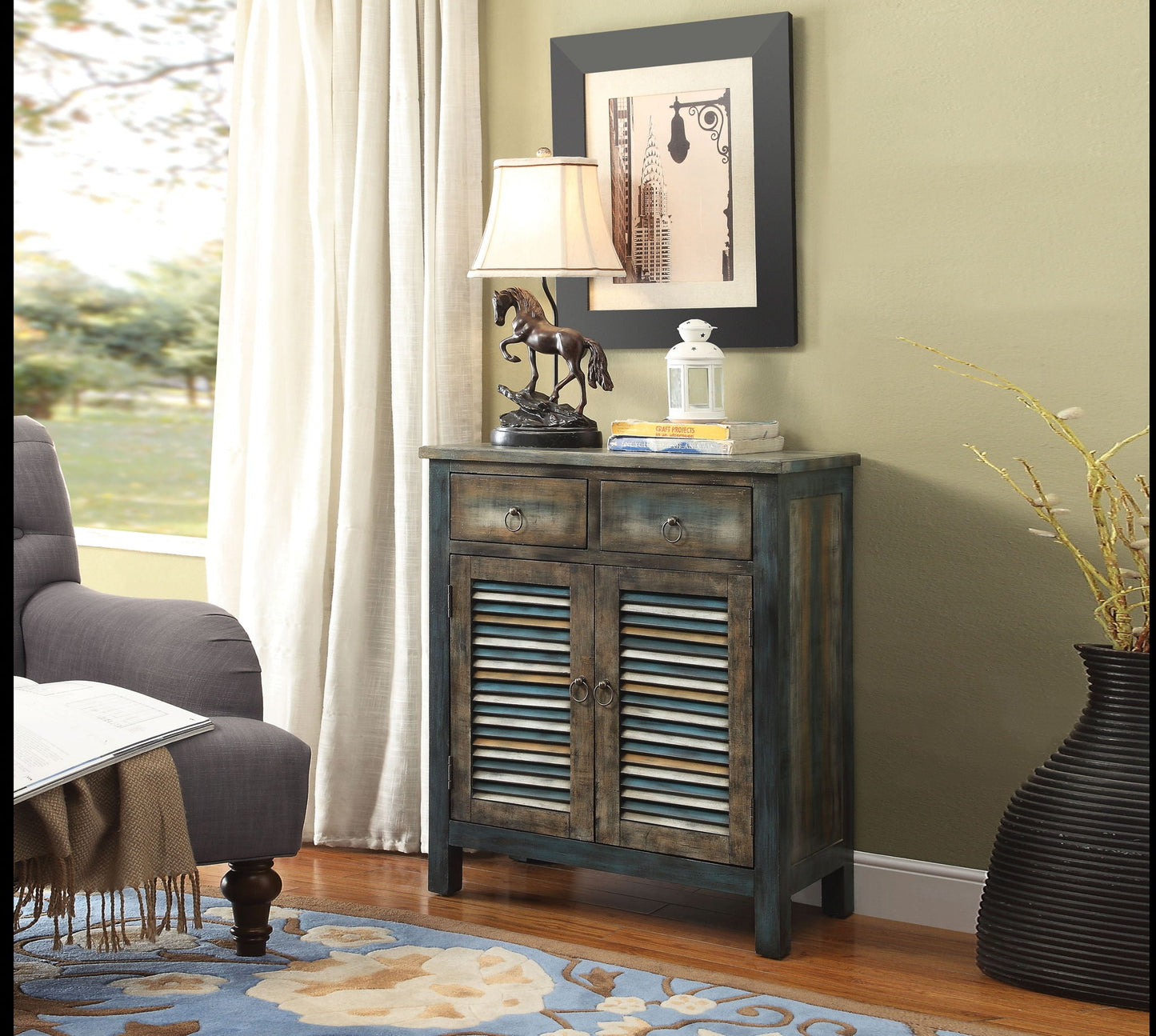 Glancio - Anqtique Console Cabinet - Oak Acme