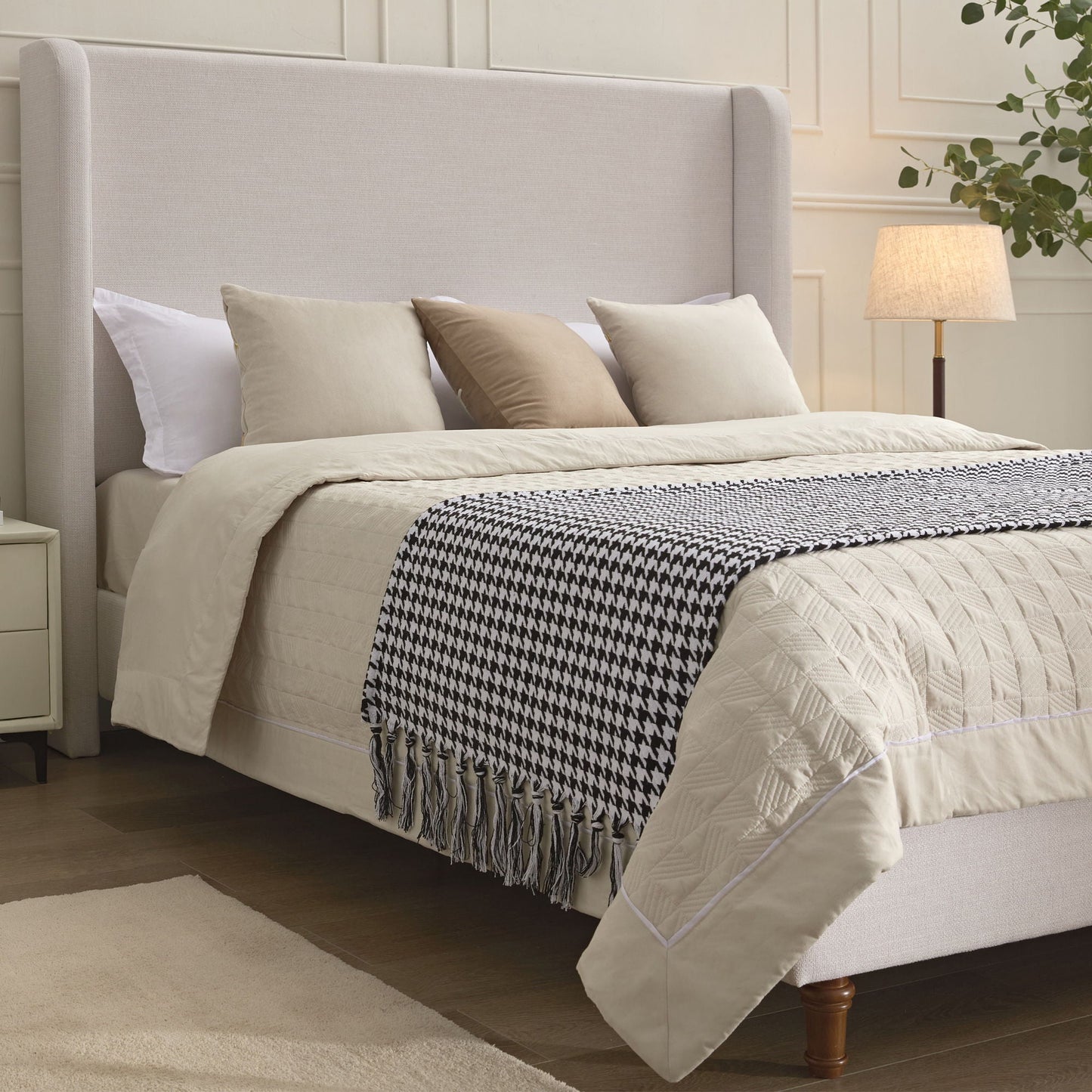 Hayden - Upholstered Wingback Bed With Tall Headboard House & Home Furniture