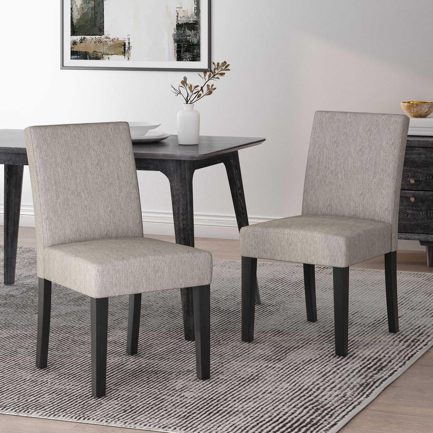 Contemporary Dining Chair With Upholstered Seating And Tapered Legs Noble House