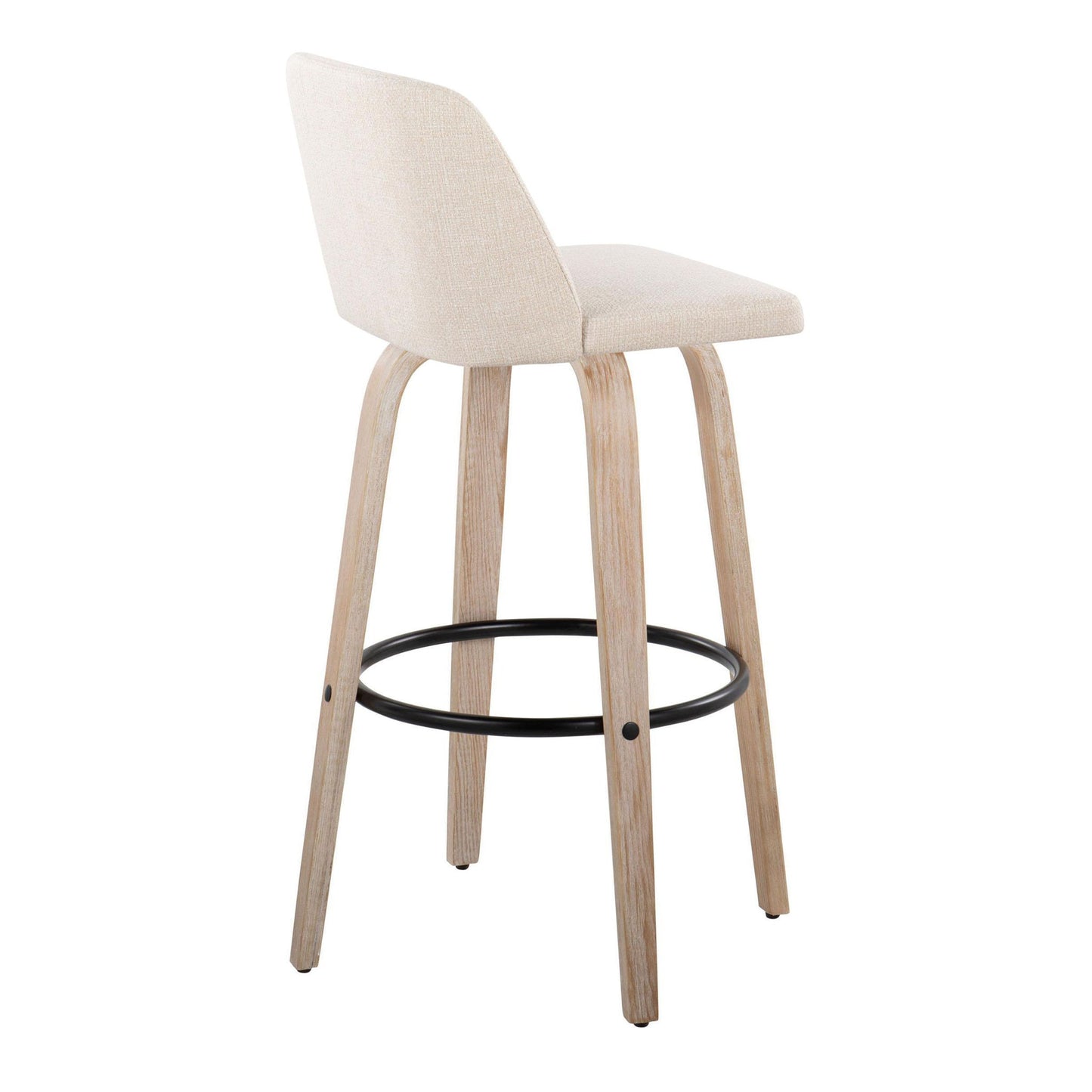 Toriano - Mid-Century Modern Fixed Height BarStool With Round Footrest (Set of 2) Lumi Source