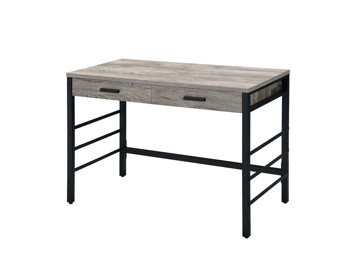 Disho - Weathered Writing Desk With USB - Oak Acme