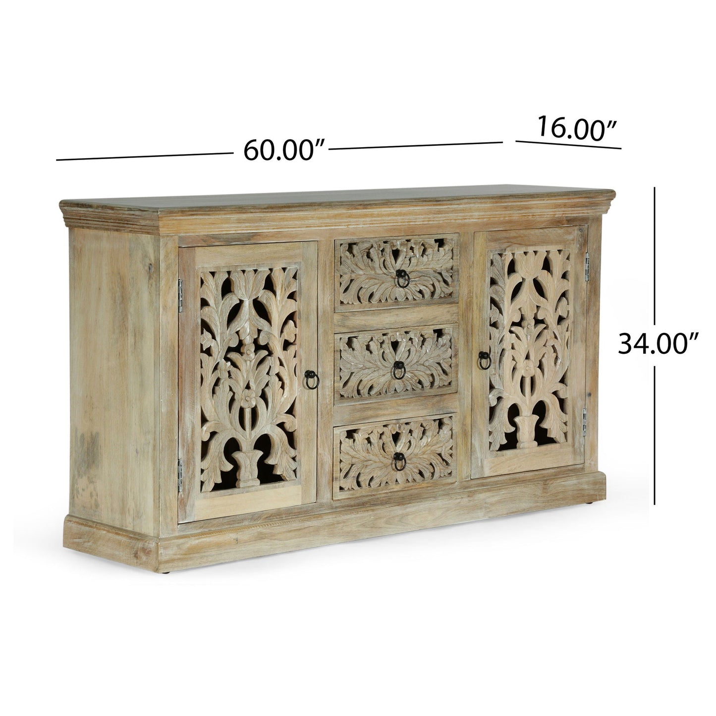 3 Drawer Sideboard Handcrafted - Antique White Noble House
