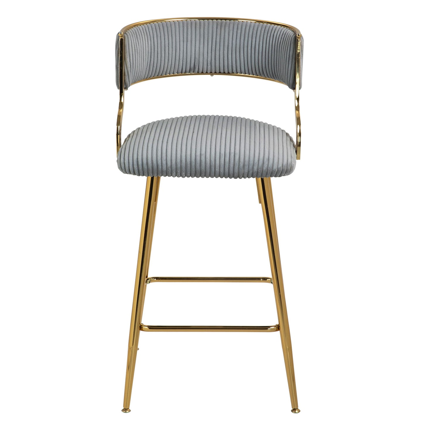 Counter Height Bar Stools With Powder Coating Base And Footrest (Set of 2) - Beige Home Essentials