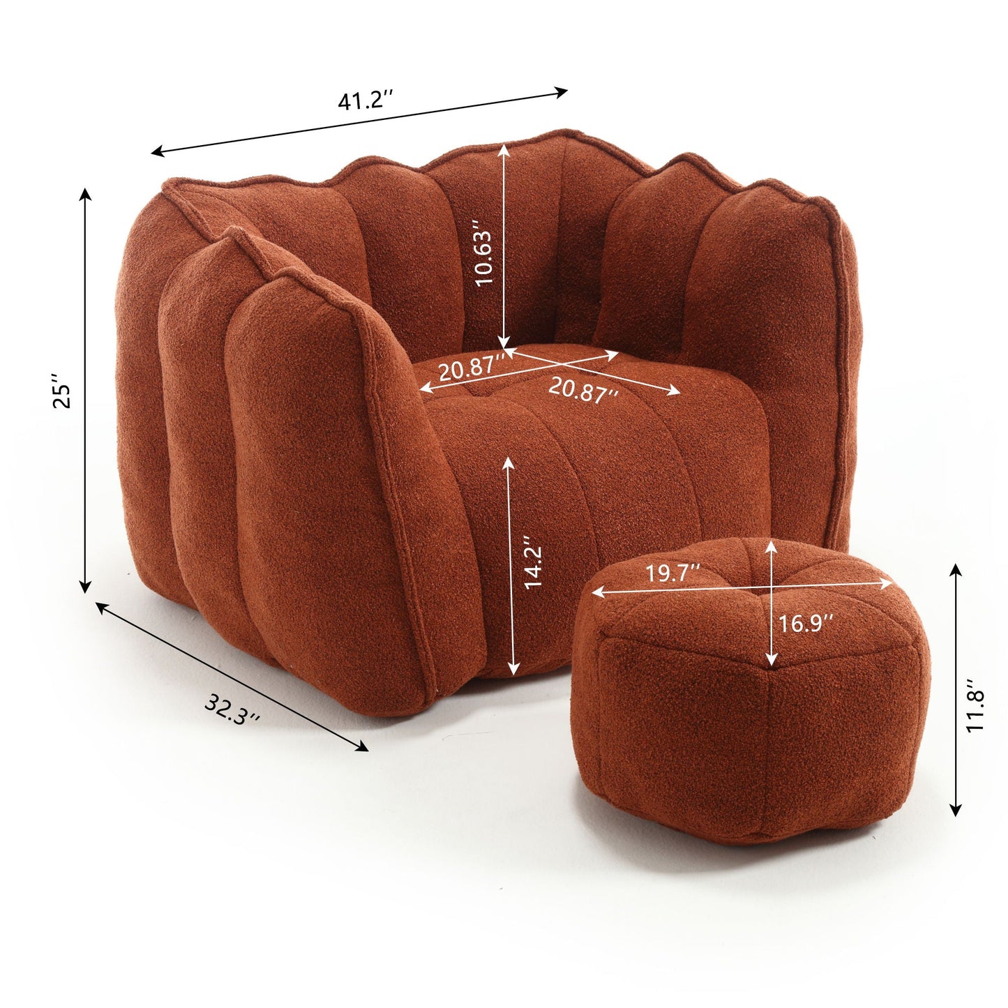 Soft Chenille Bean Bag Chair With High Resilient Foam Home Essentials